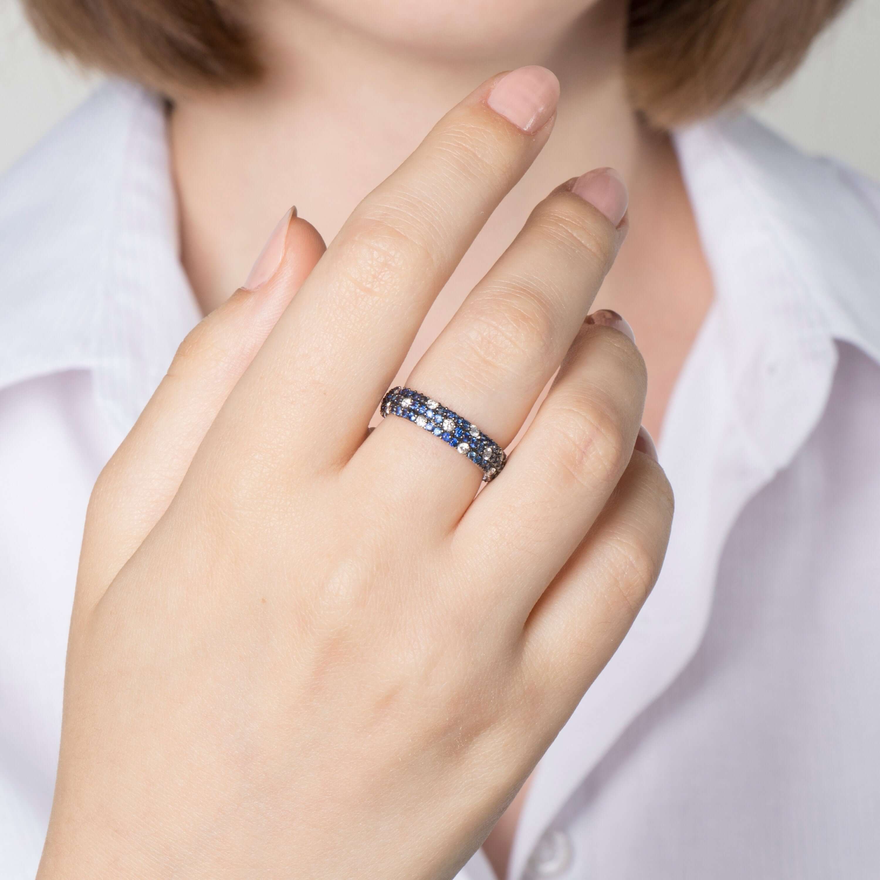 Safir ve Pırlanta Tamtur Yüzük / Blue Classic