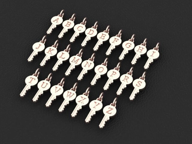 Minik Pırlanta Harf Anahtar Kolye / Mini Initial Key