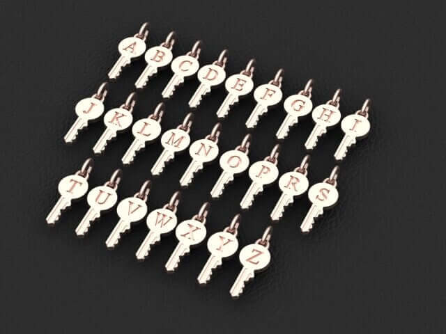 Minik Pırlanta Harf Anahtar Kolye / Mini Initial Key