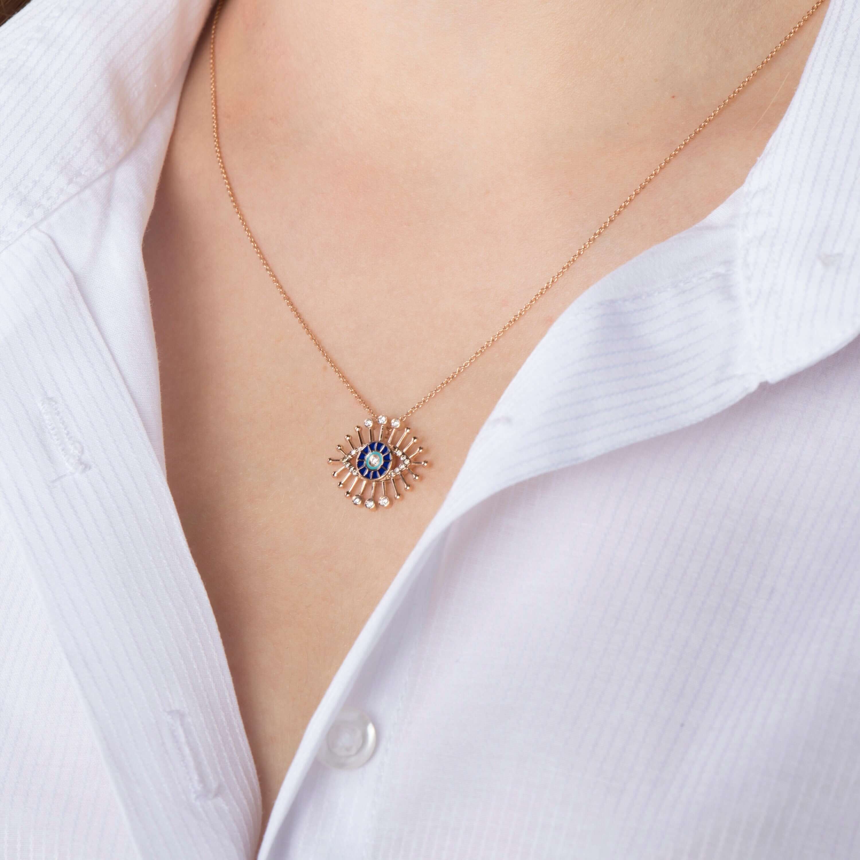 Pırlanta Talisman Göz Kolye