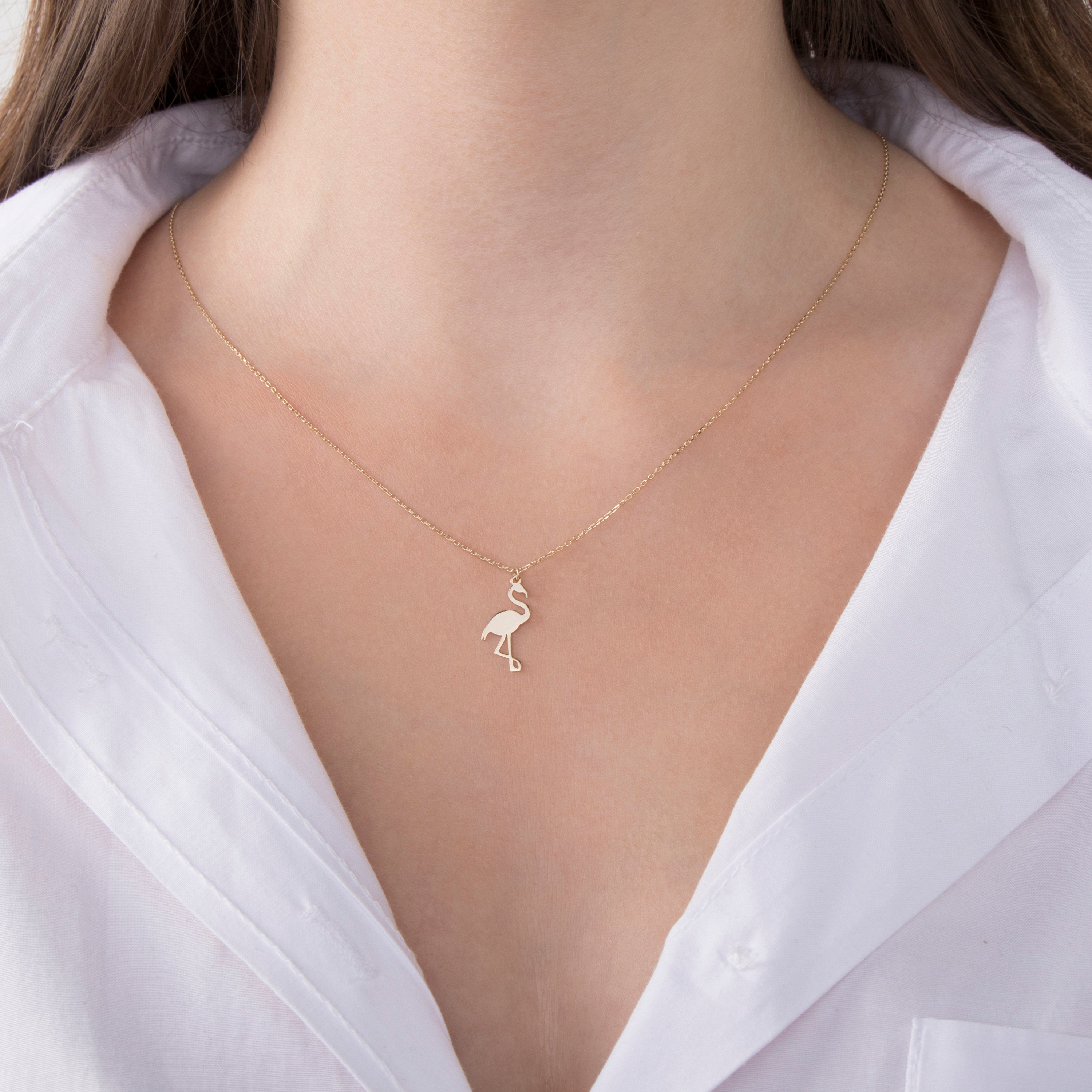 Minimal Flamingo Kolye Ucu