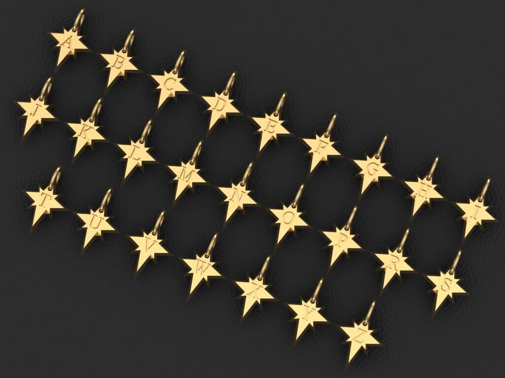 Minik Pırlanta Kuzey Yıldızı Harf Kolye