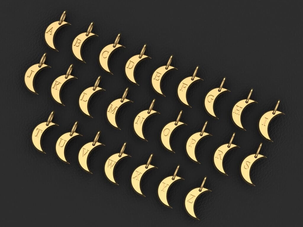 Minik Pırlanta Ay Harf Kolye