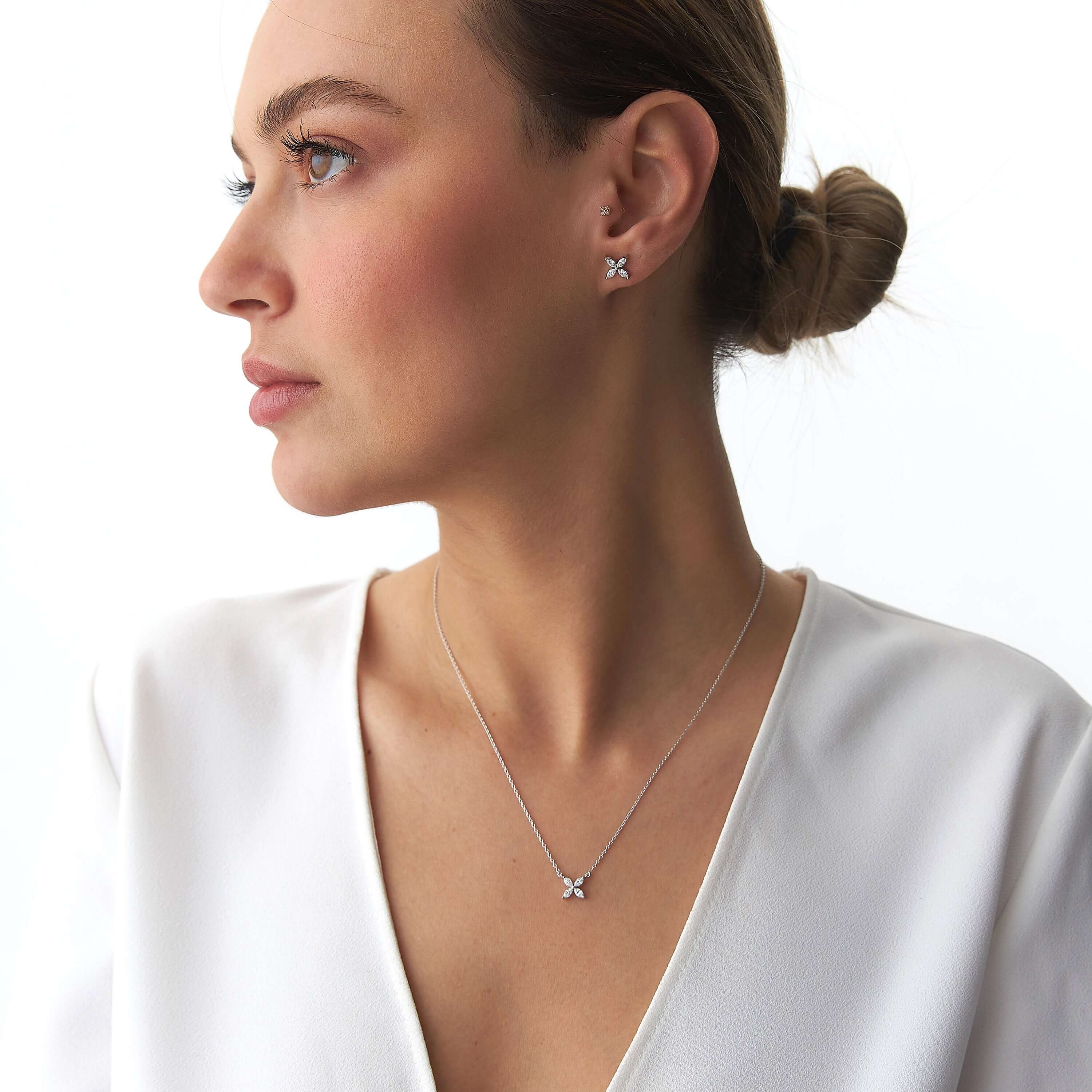 Markiz Kesim Pırlanta Stud Küpe