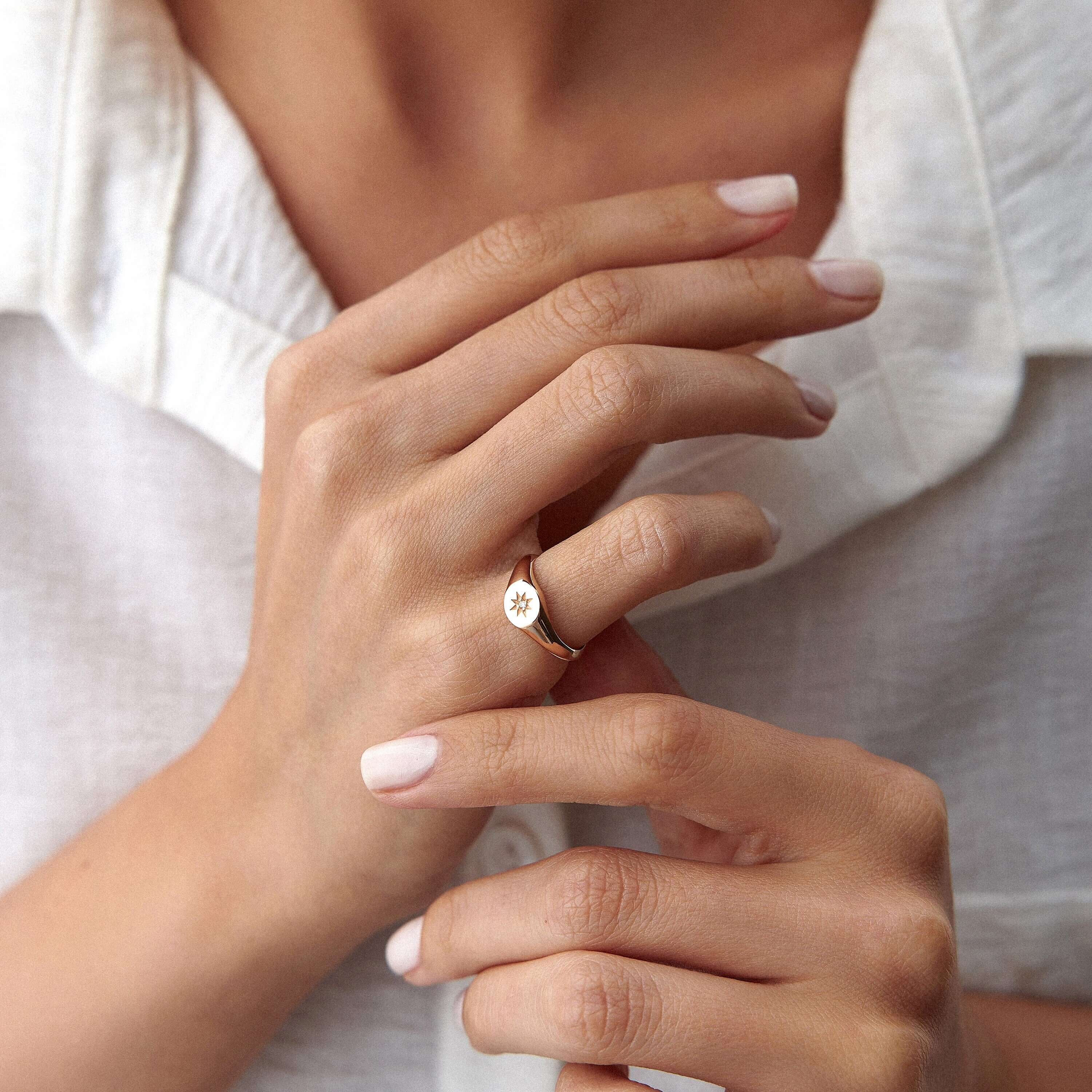 Mini Kuzey Yıldızı Serçe Parmağı Yüzük