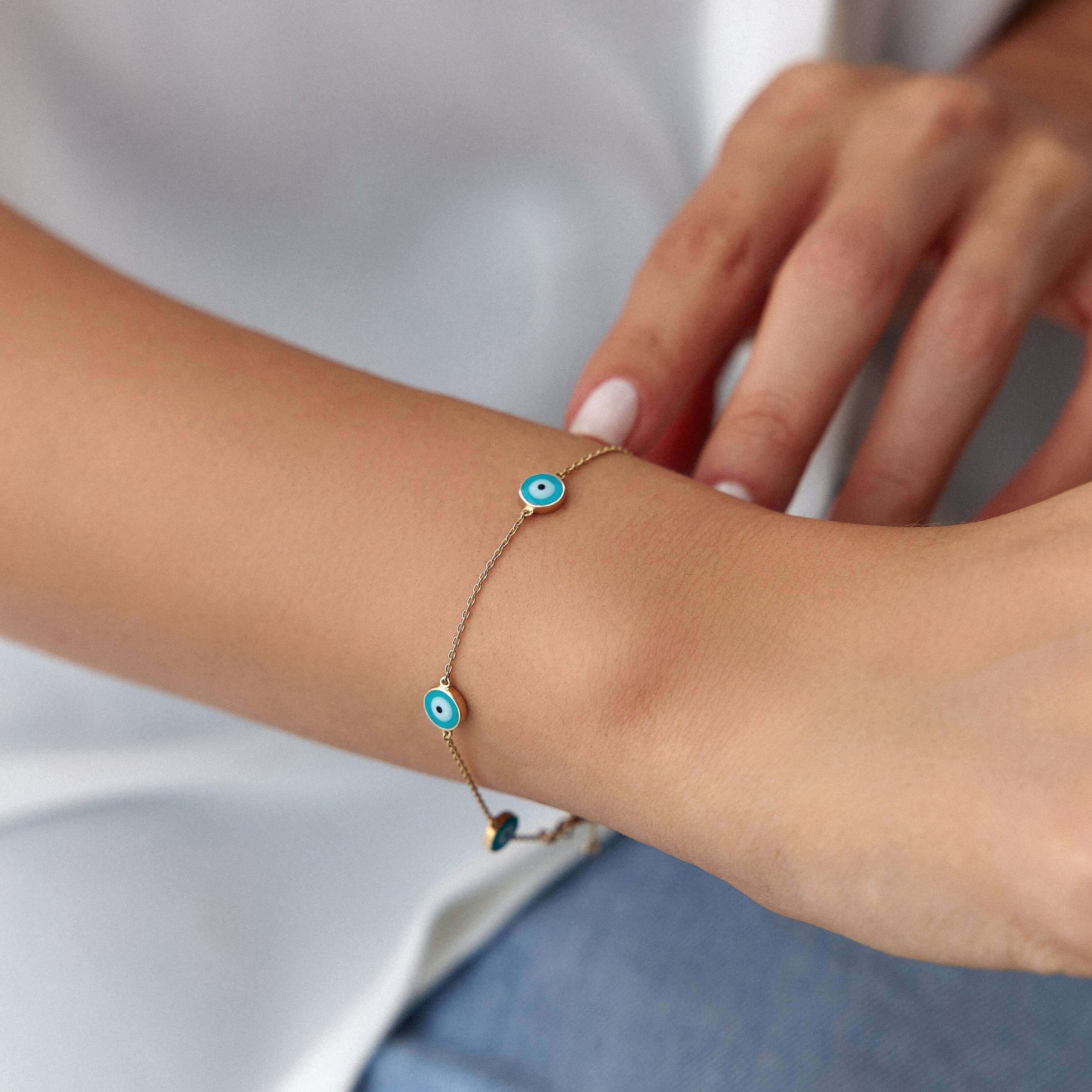 Çift Taraflı Okyanus Mavisi Göz Bileklik