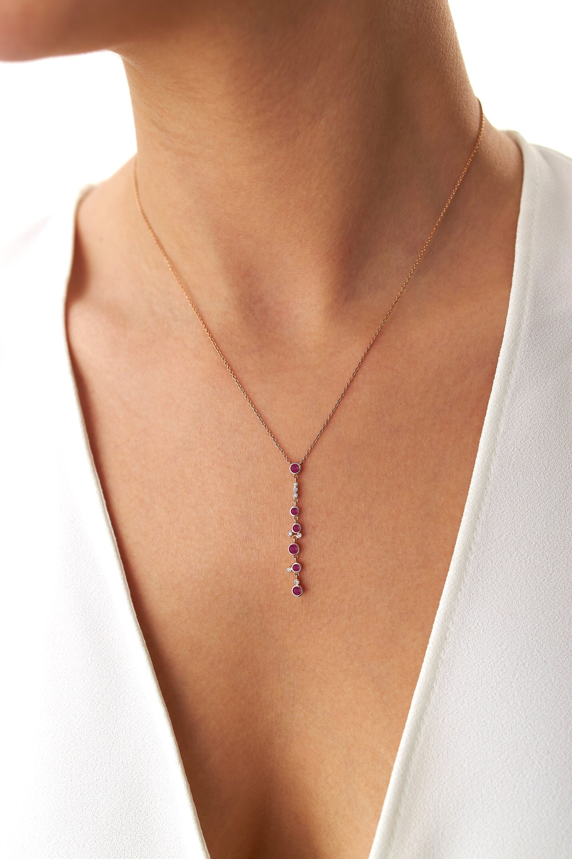 Şelale Lariat Kolye / Ruby Waterfall