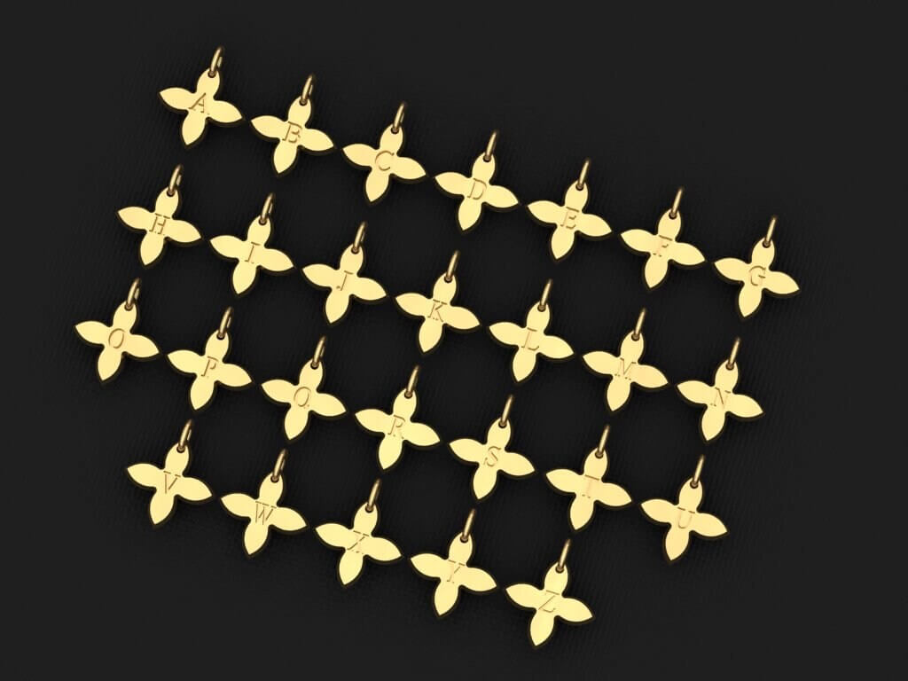 Pırlanta Harfli Yonca Kolye / Minimal Clover