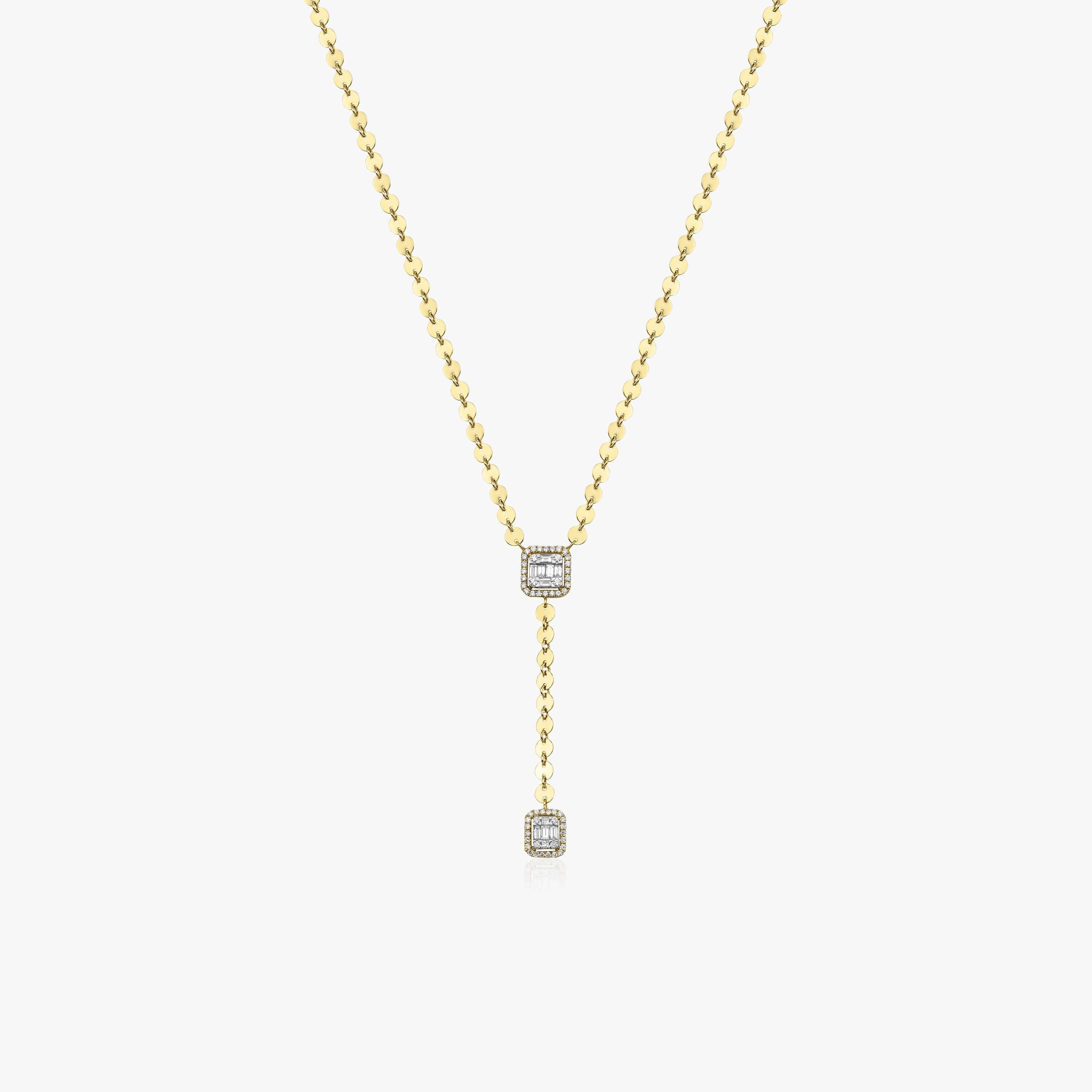 Pırlantalı ve Yuvarlak Zincirli Lariat Kolye