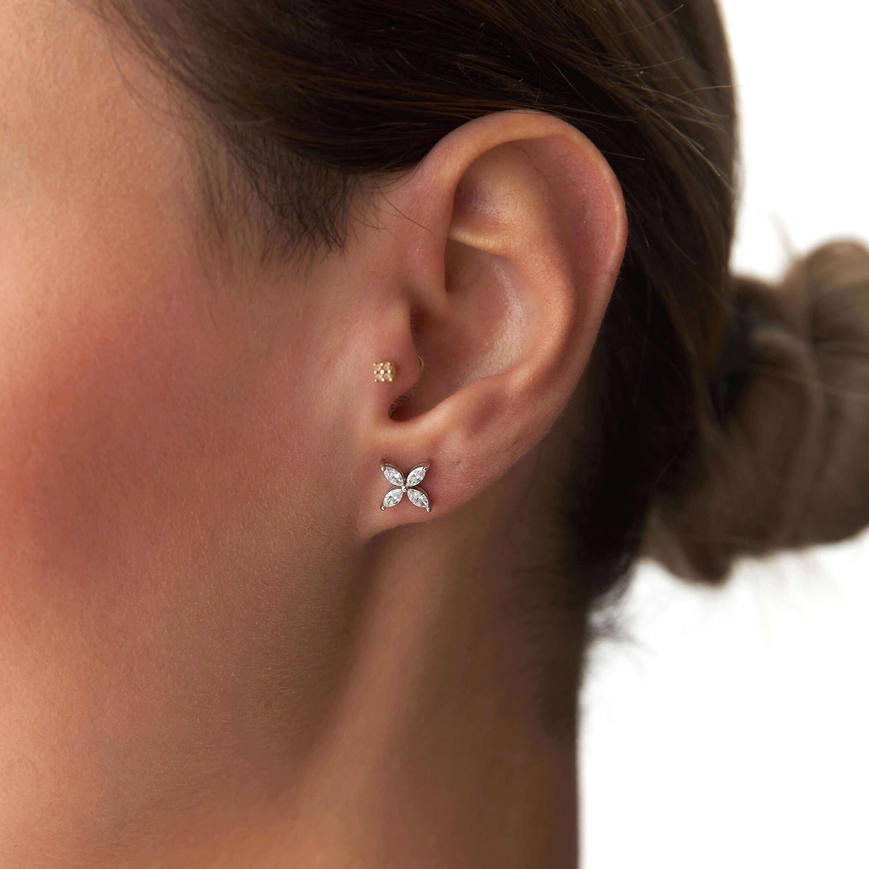 Markiz Kesim Pırlanta Stud Küpe