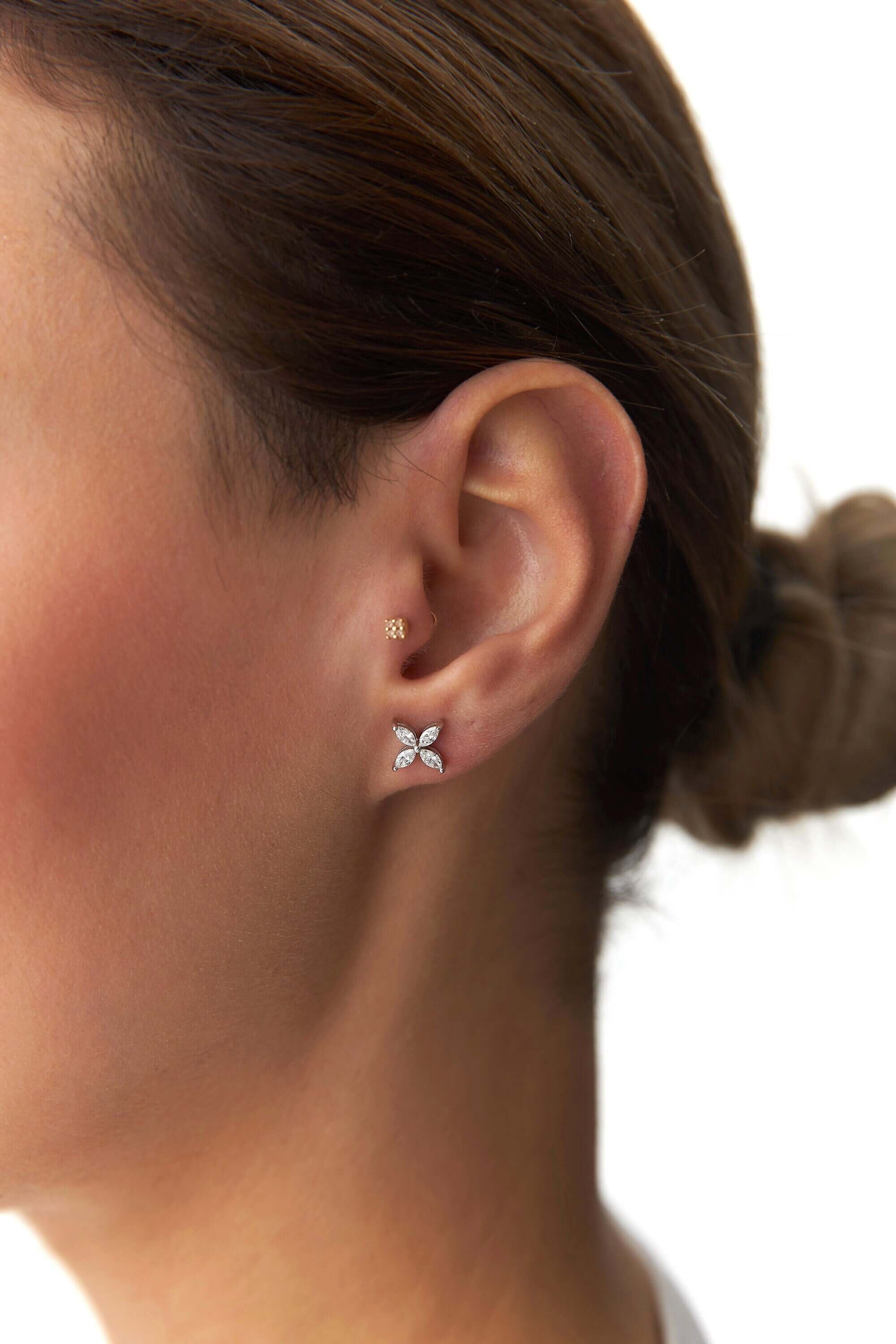 Markiz Kesim Pırlanta Stud Küpe