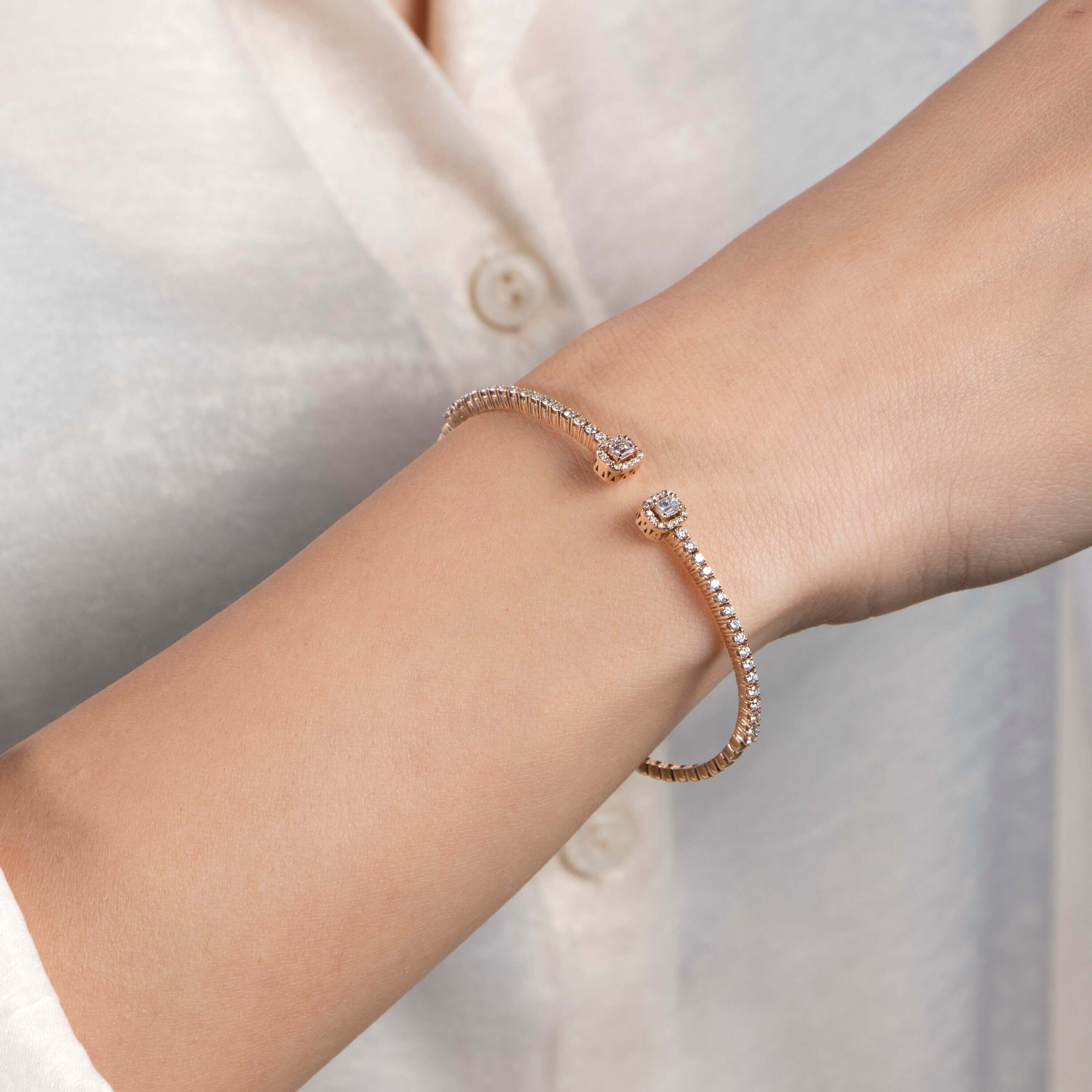 Modern Pırlanta Cuff Bilezik