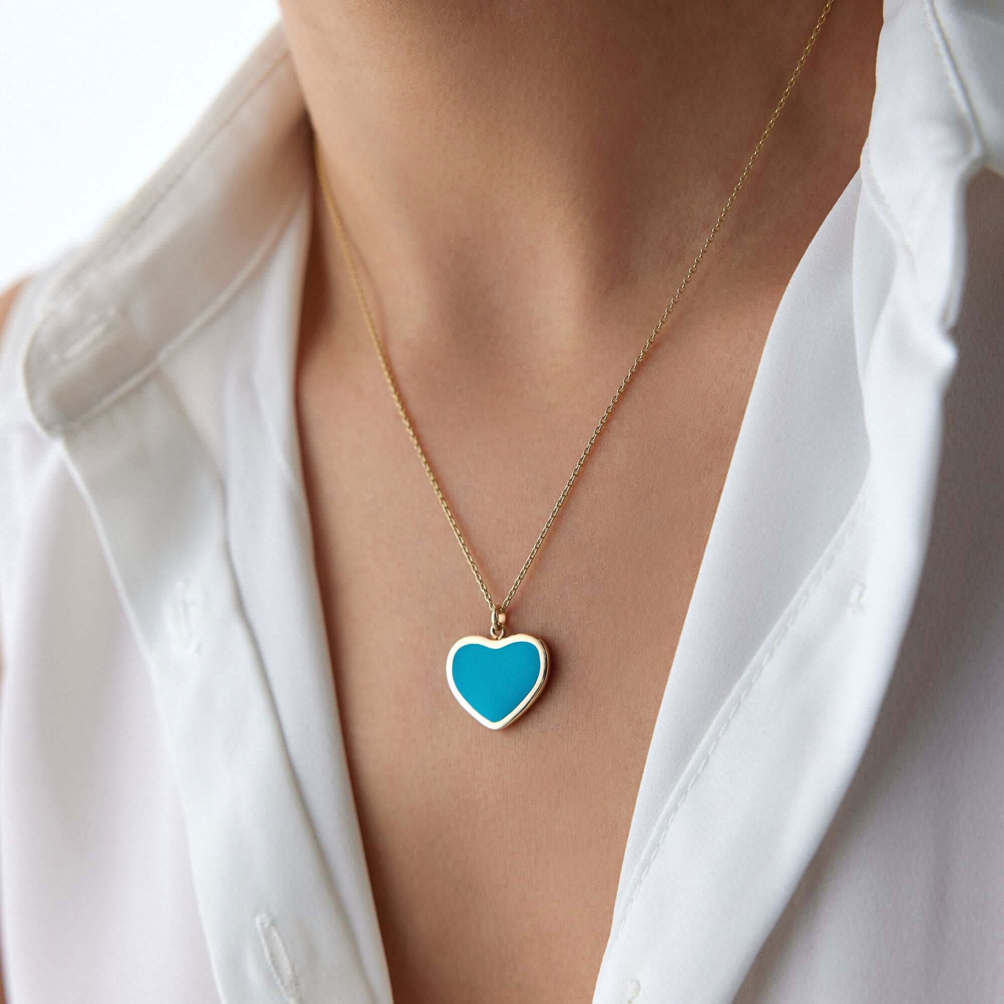 Büyük Okyanus Mavisi Kalp Kolye Ucu