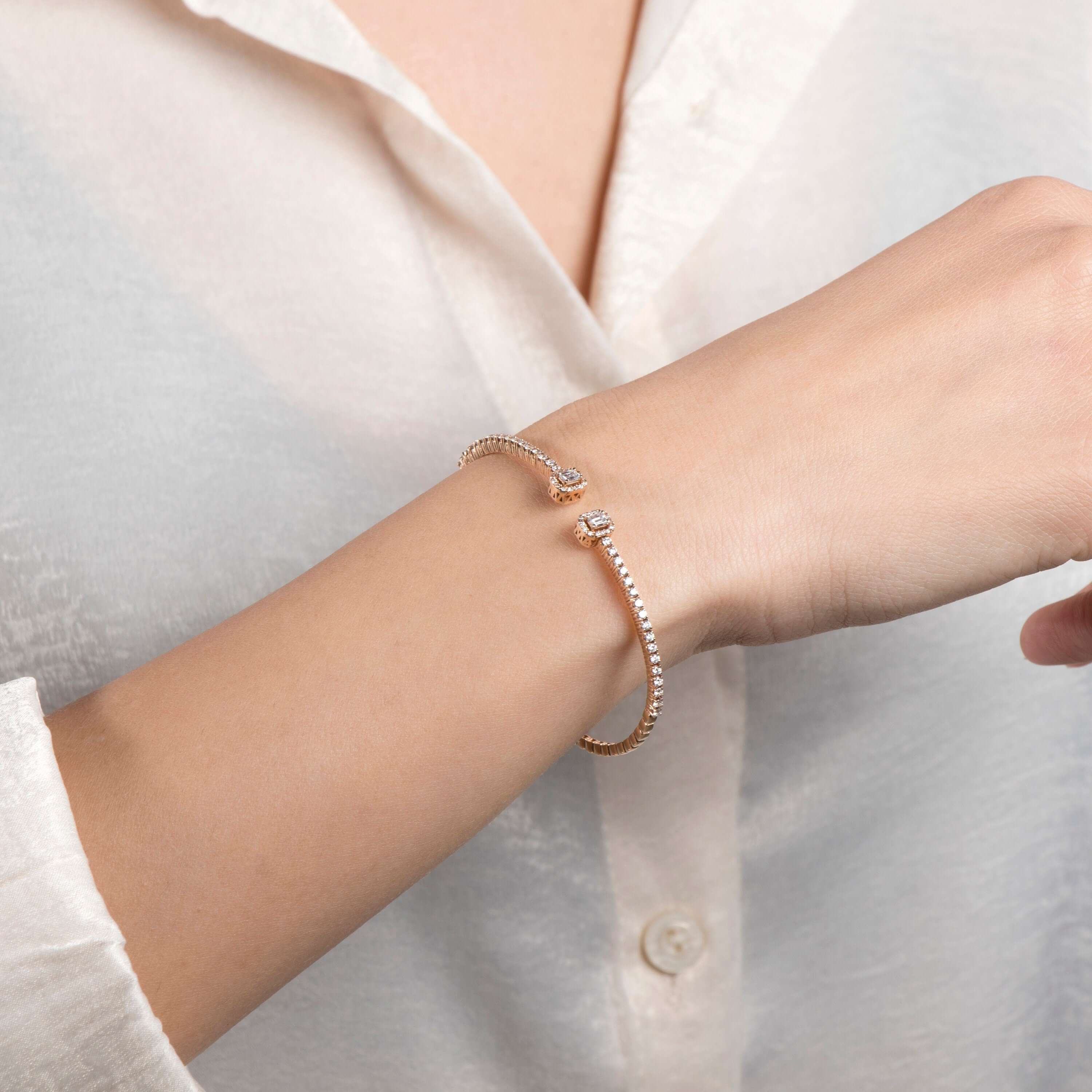 Modern Pırlanta Cuff Bilezik