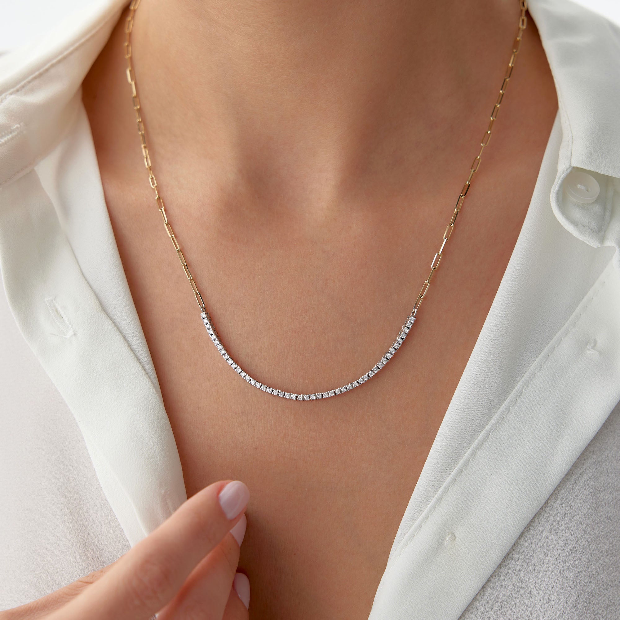 Modern Pırlanta Kolye / The Quarter Tennis Necklace