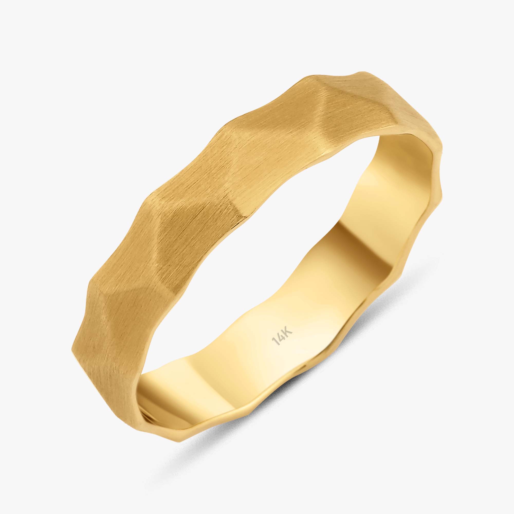 Mat Altın Dalga Kesit Alyans Seti / Matte Wave Cut