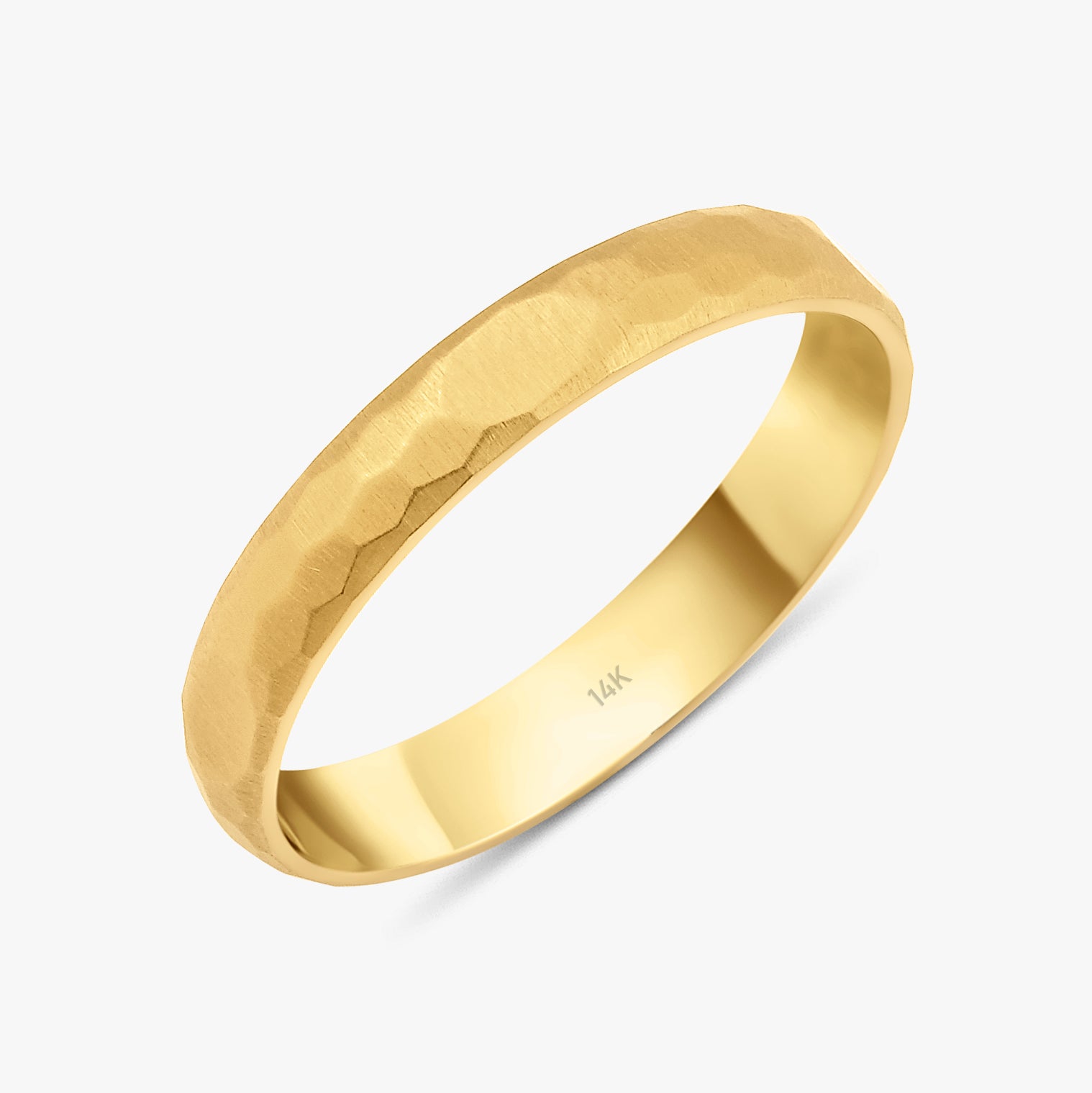 Mat Altın Dövülmüş Alyans Seti / Matte Hammered