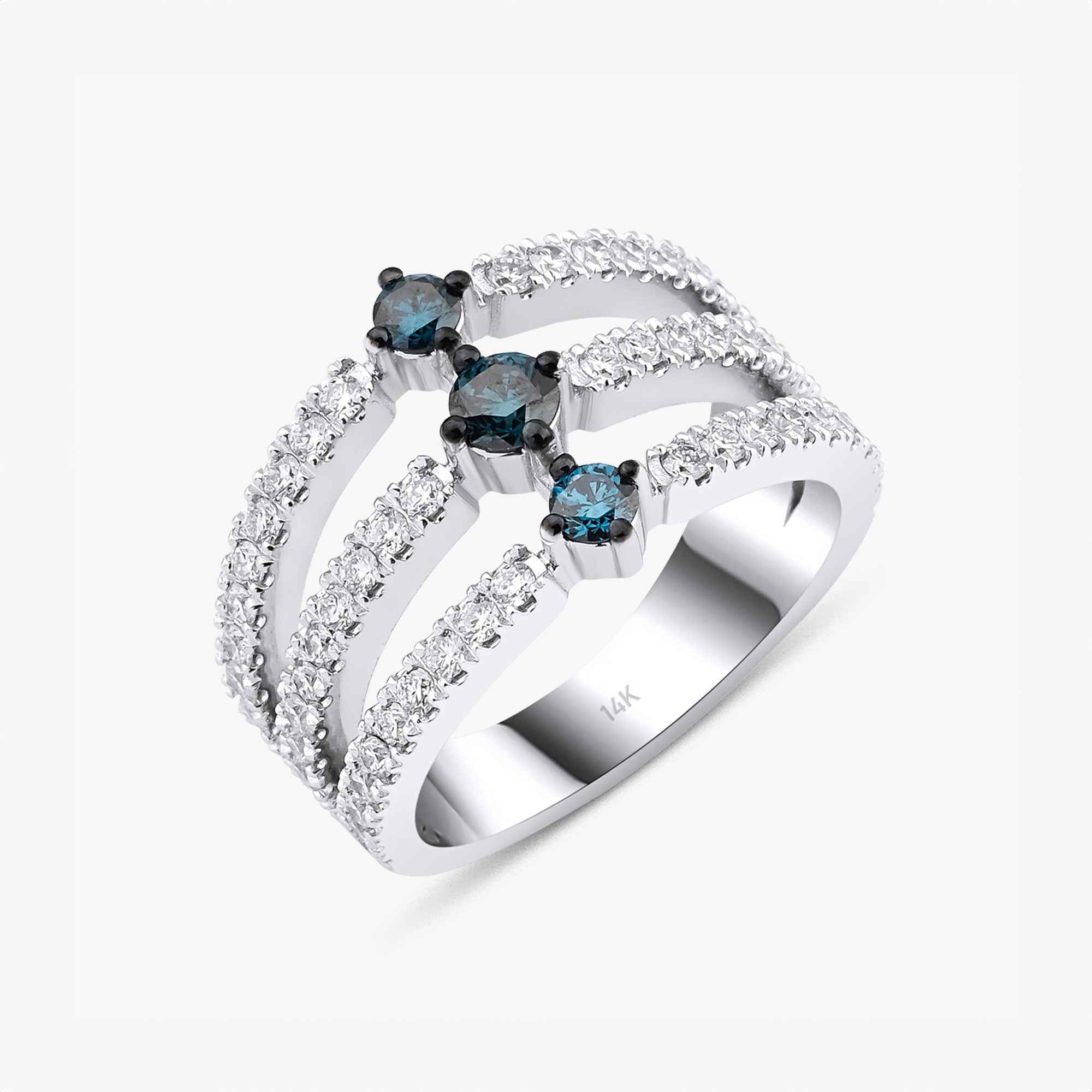 Mavi Pırlanta Trinity Yüzük  / Triple Blue