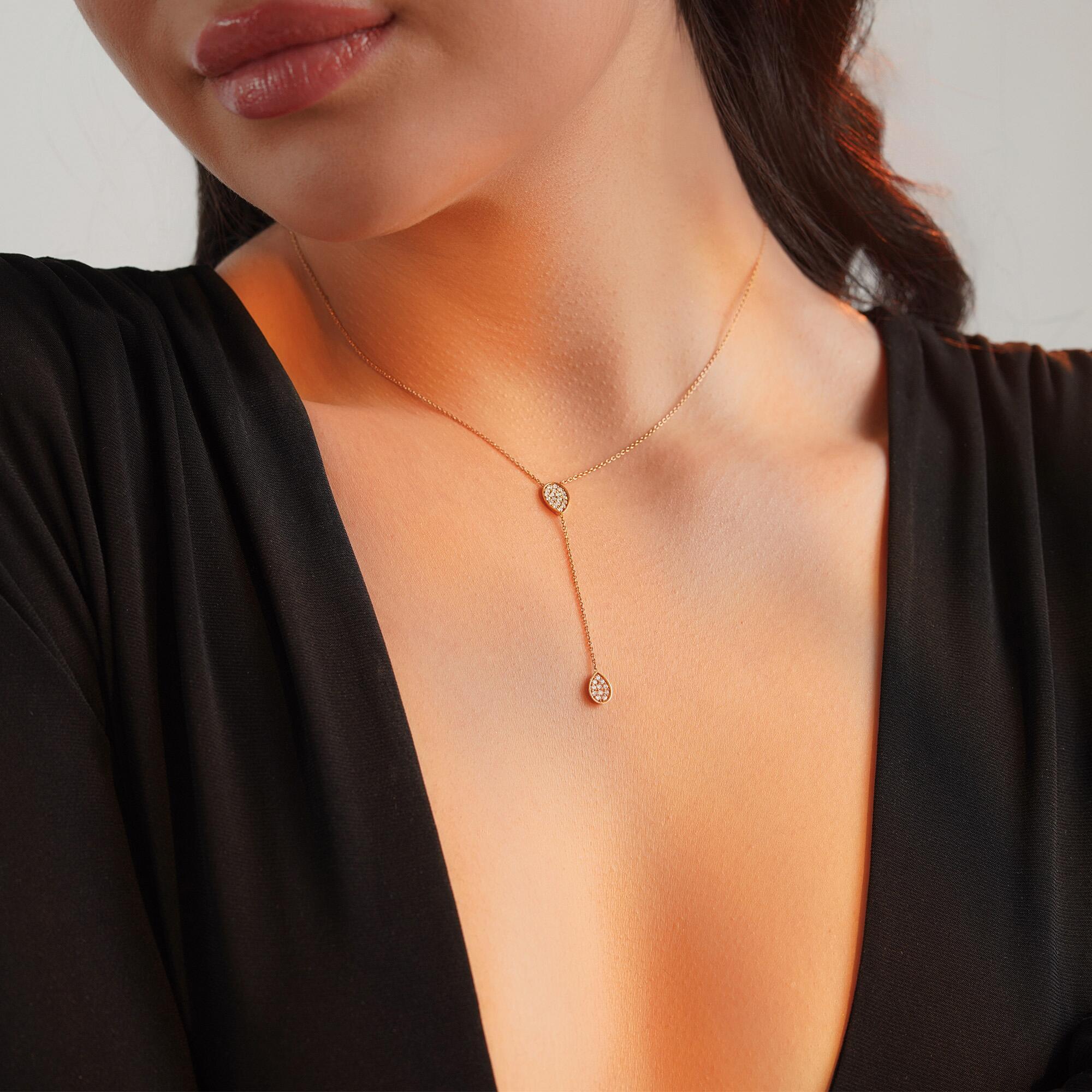 Pırlanta Damla Lariat Kolye