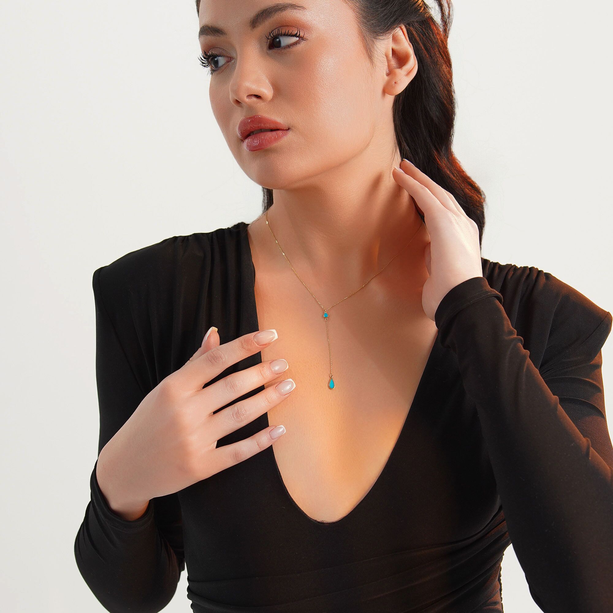 Yağmur Damlası Lariat Kolye
