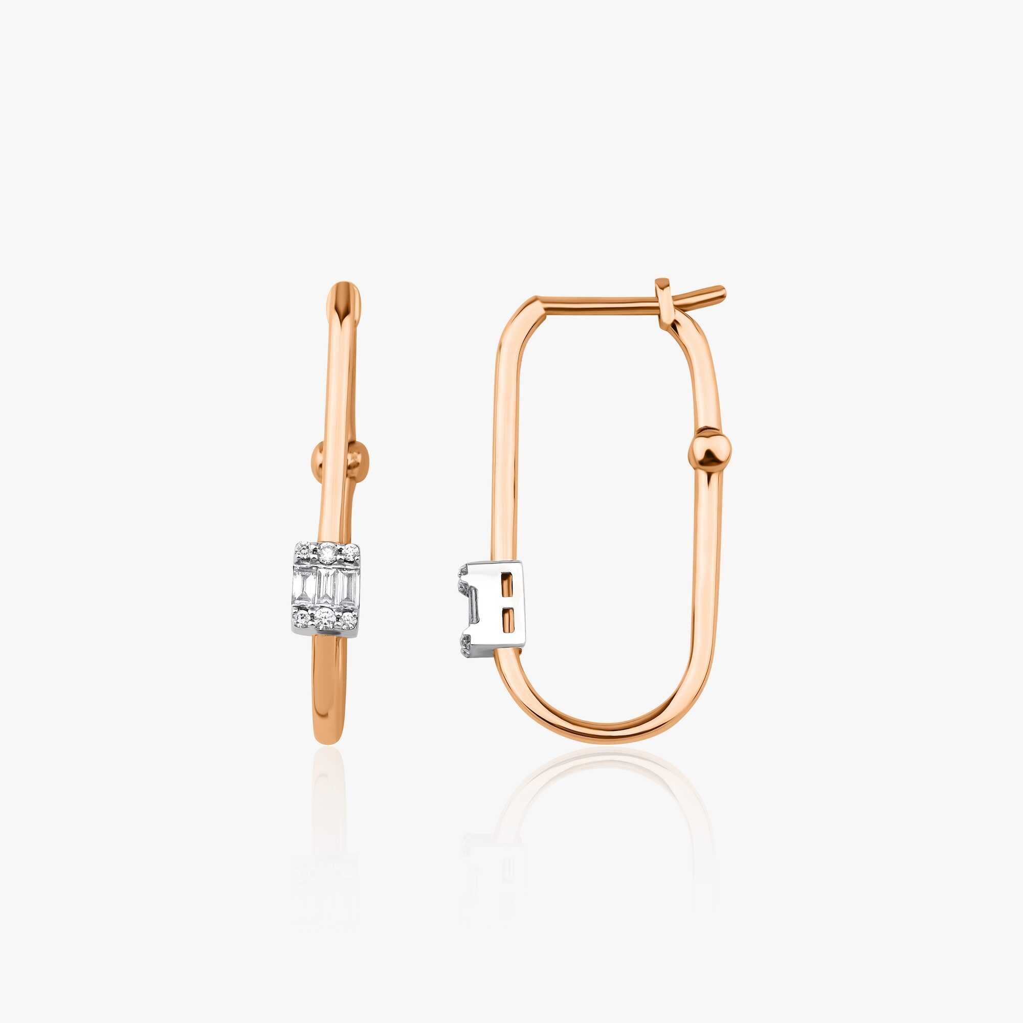 Baget Pırlanta Dikdörtgen Halka Küpe / Rectangle Hoops