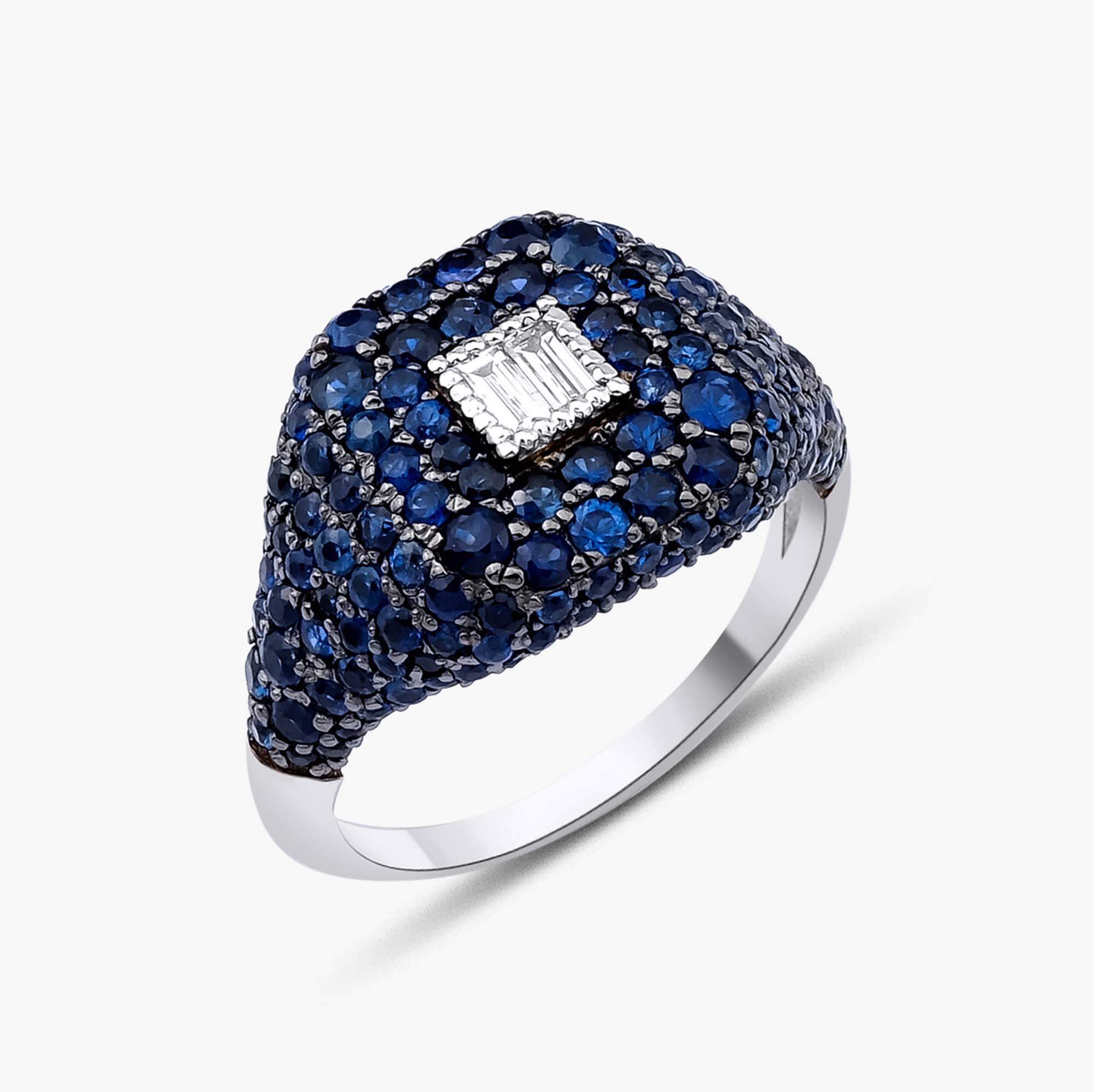 Pave Mavi Safir ve Pırlanta Yüzük / Blue Sparkle