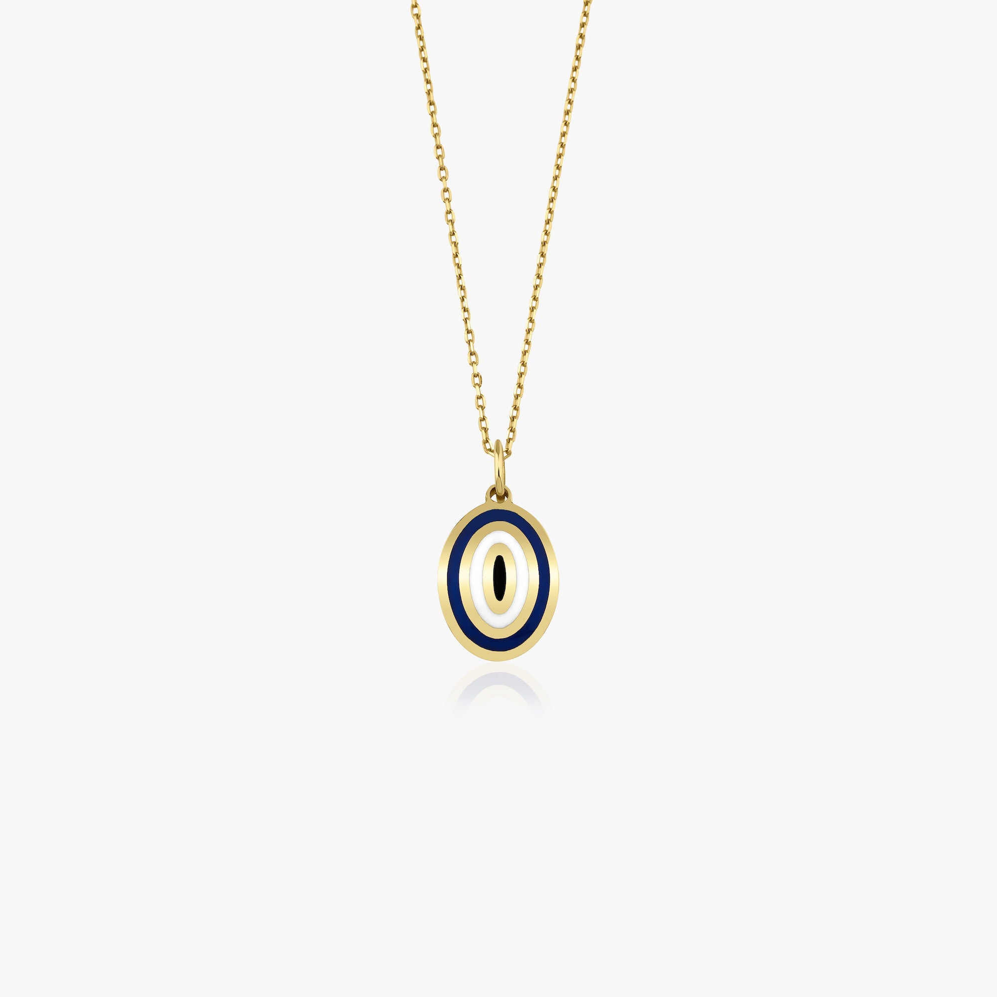 Oval Lacivert Nazar Kolye