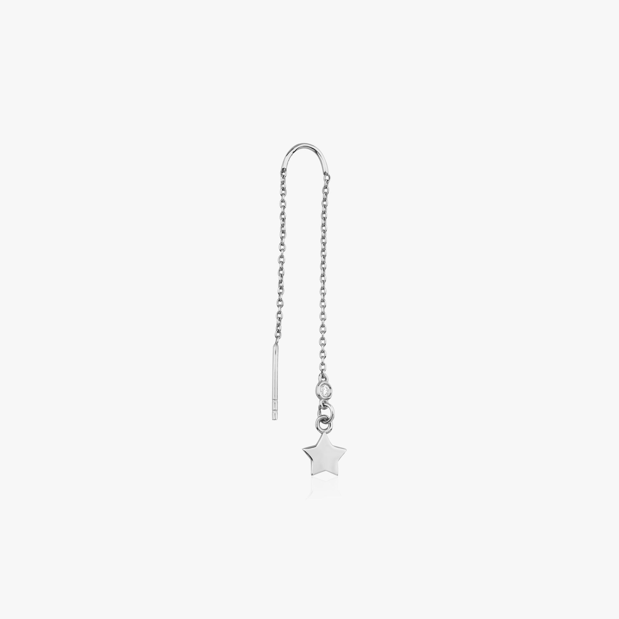 Tek Sallanan Pırlanta Yıldız Küpe / Floating Star