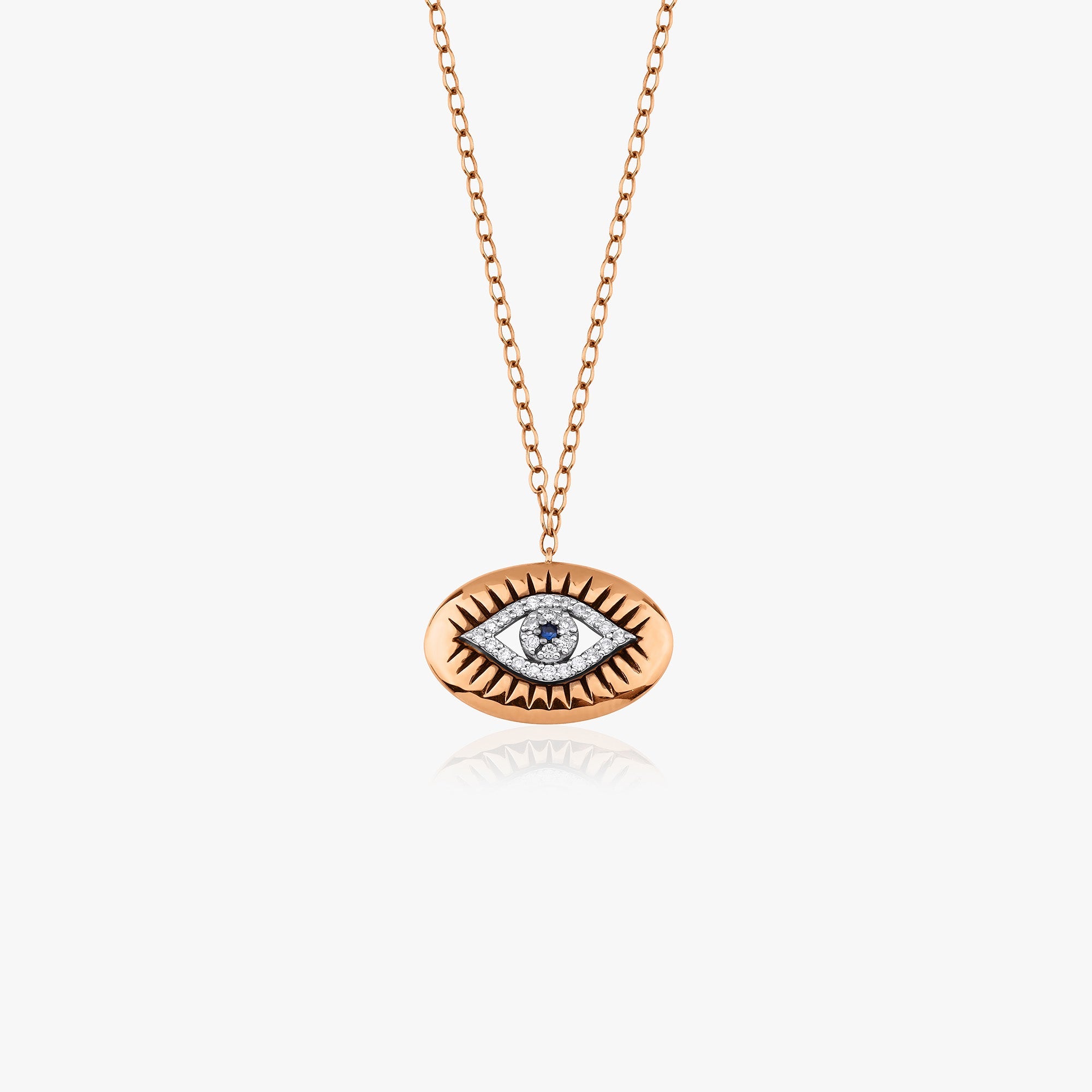 Oyma Pırlanta ve Safir Göz Kolye / Carved Eye