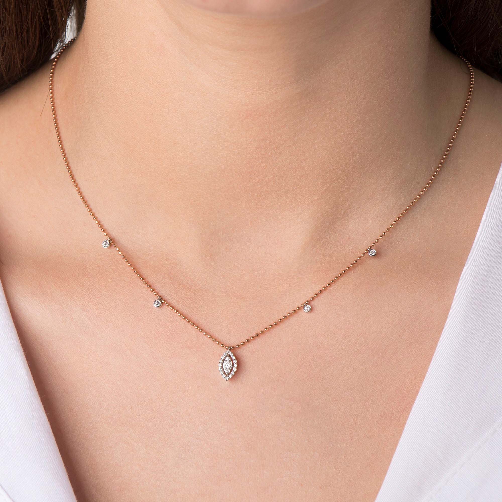 Top Zincirli Pırlanta Mızrak Kolye / Diamond Spear