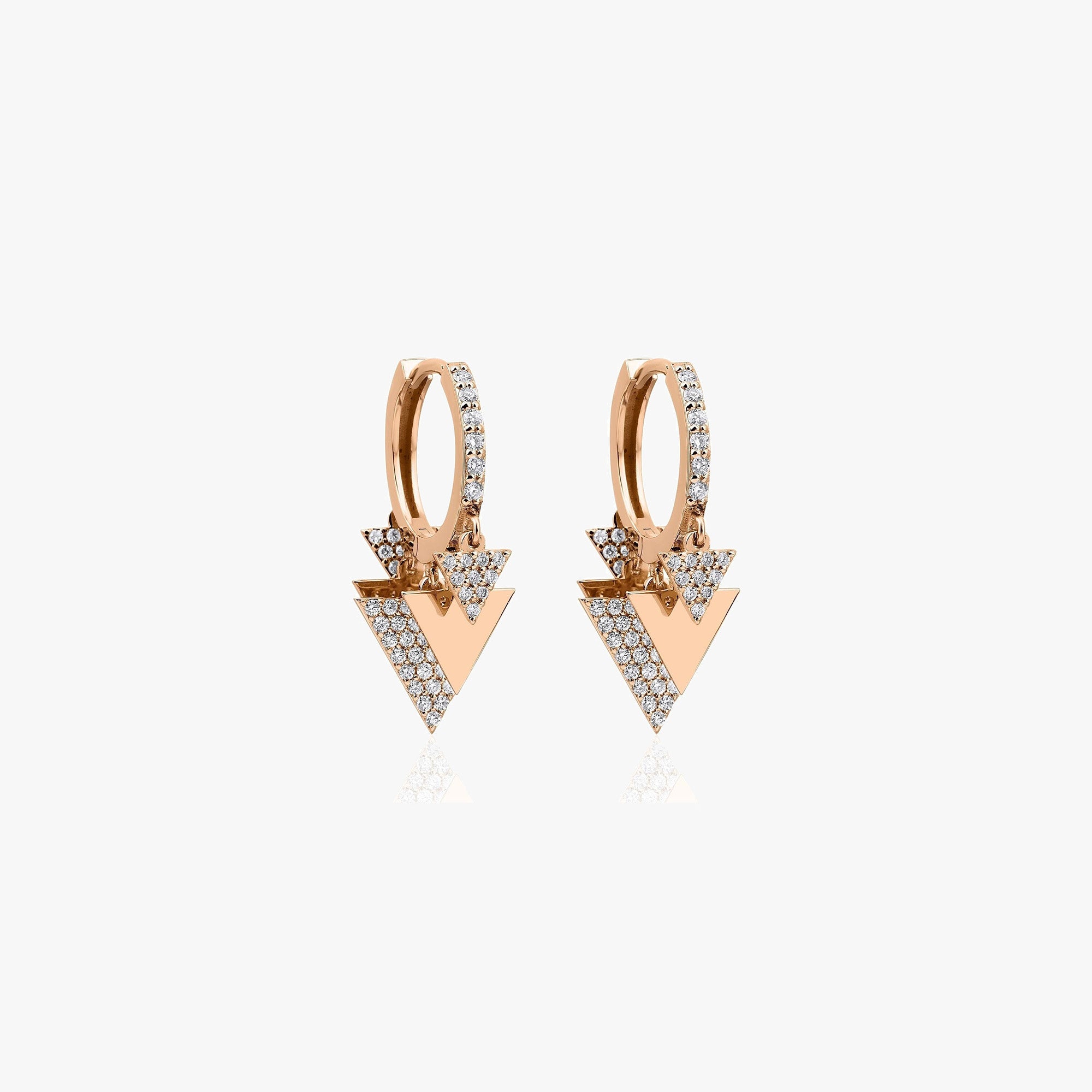Pırlanta Üçgen Sallantılı Halka Küpe / Diamond Triangles