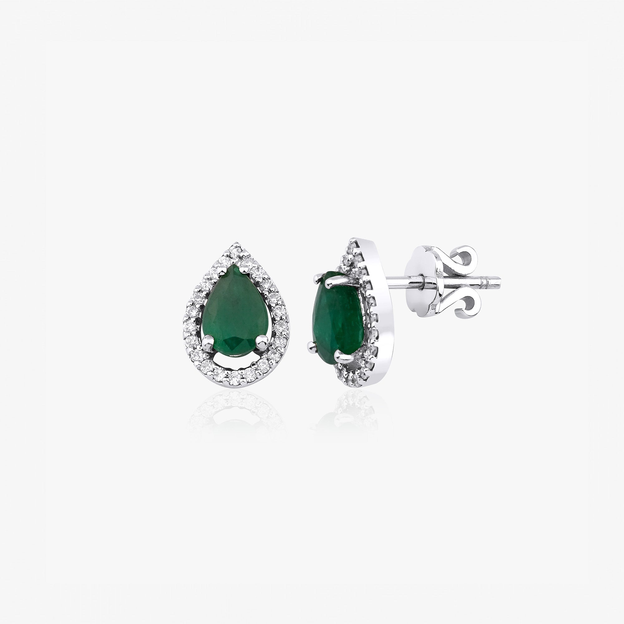 Büyük Damla Kesim Zümrüt ve Pırlanta Küpe / Green Pair