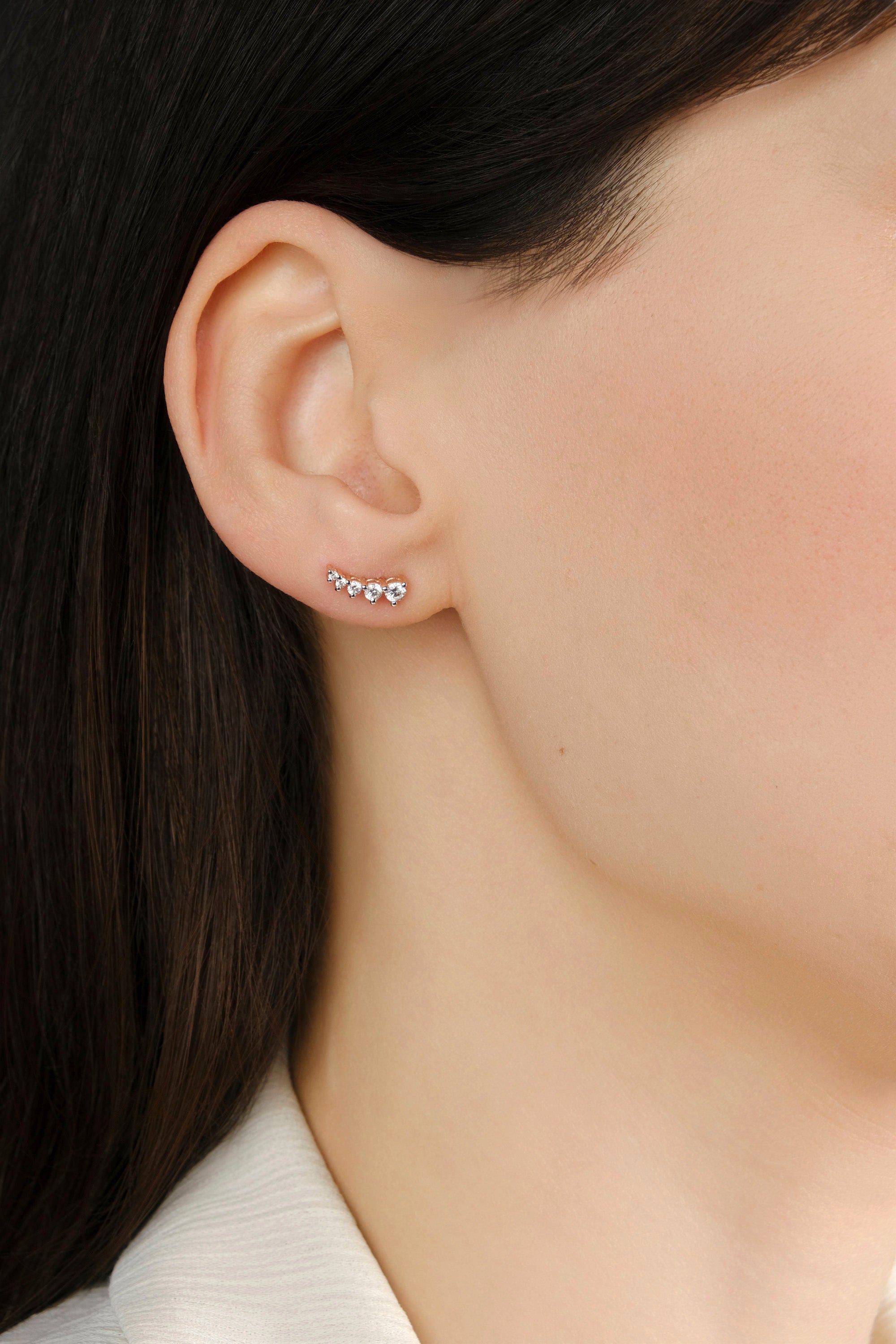 Minimal Pırlanta Kuyruklu Yıldız Küpe / Mini Diamond Comet