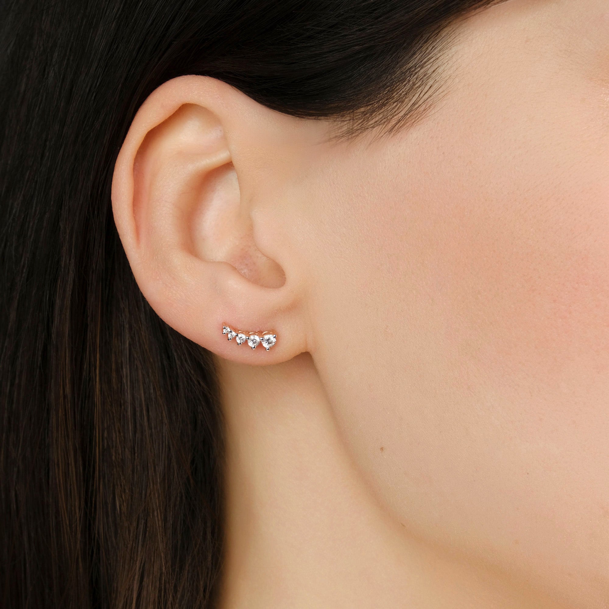 Minimal Pırlanta Kuyruklu Yıldız Küpe / Mini Diamond Comet