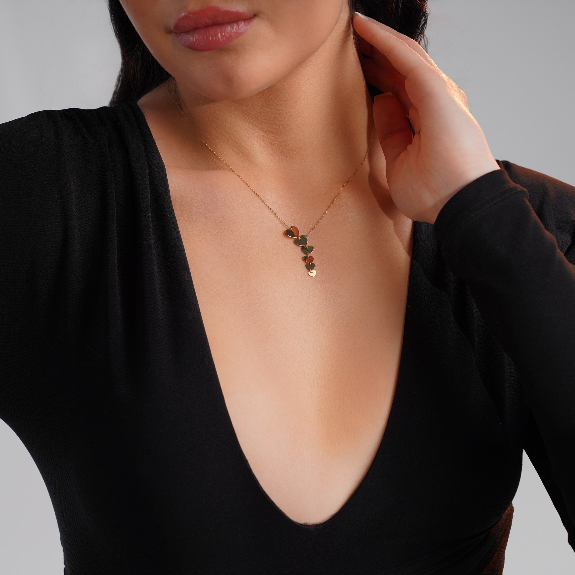 Süzme Kalp Lariat Kolye