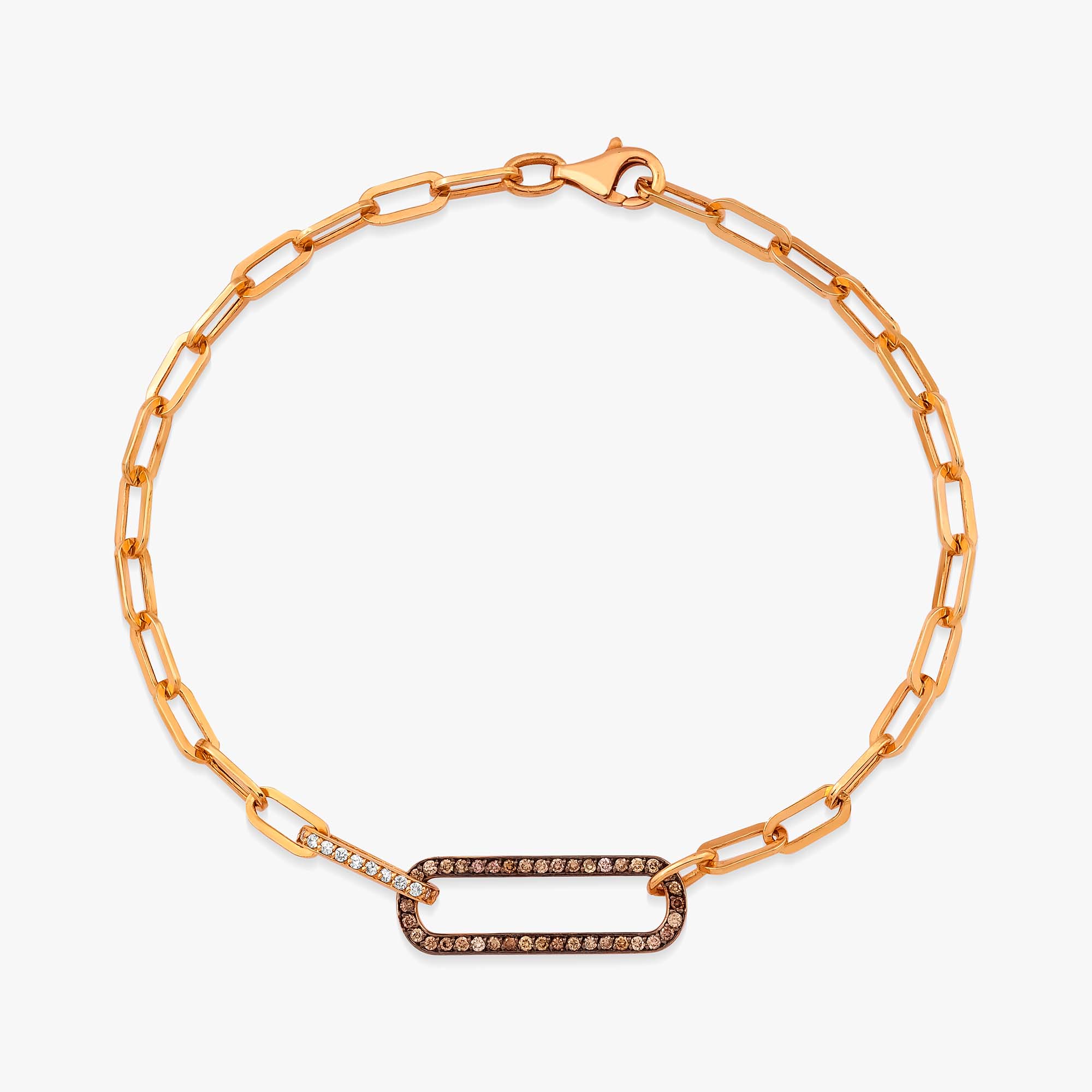 Pırlanta Çift Taraflı Oval Link Bileklik