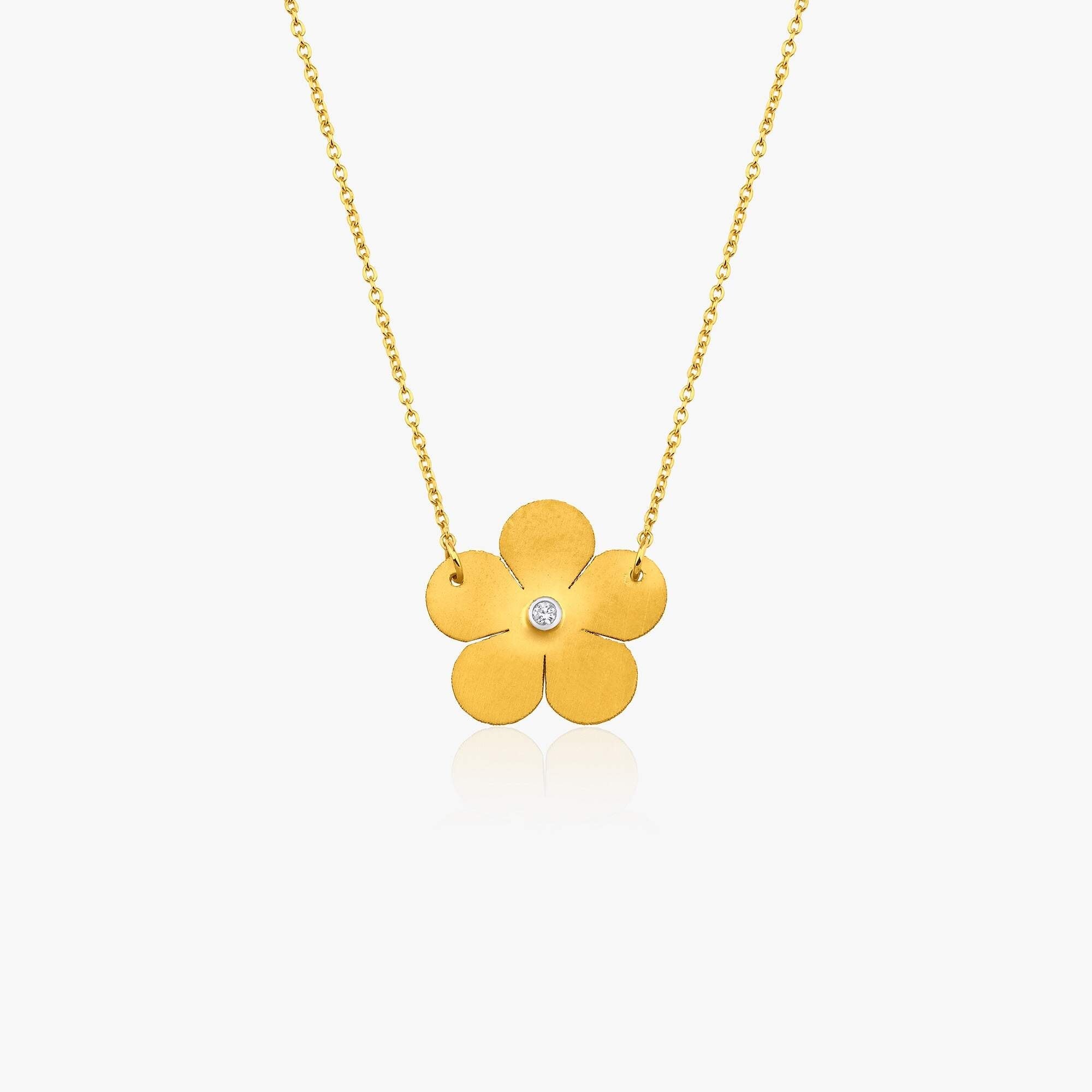 Mat Pırlanta Çiçek Kolye / Matte Finish Flower