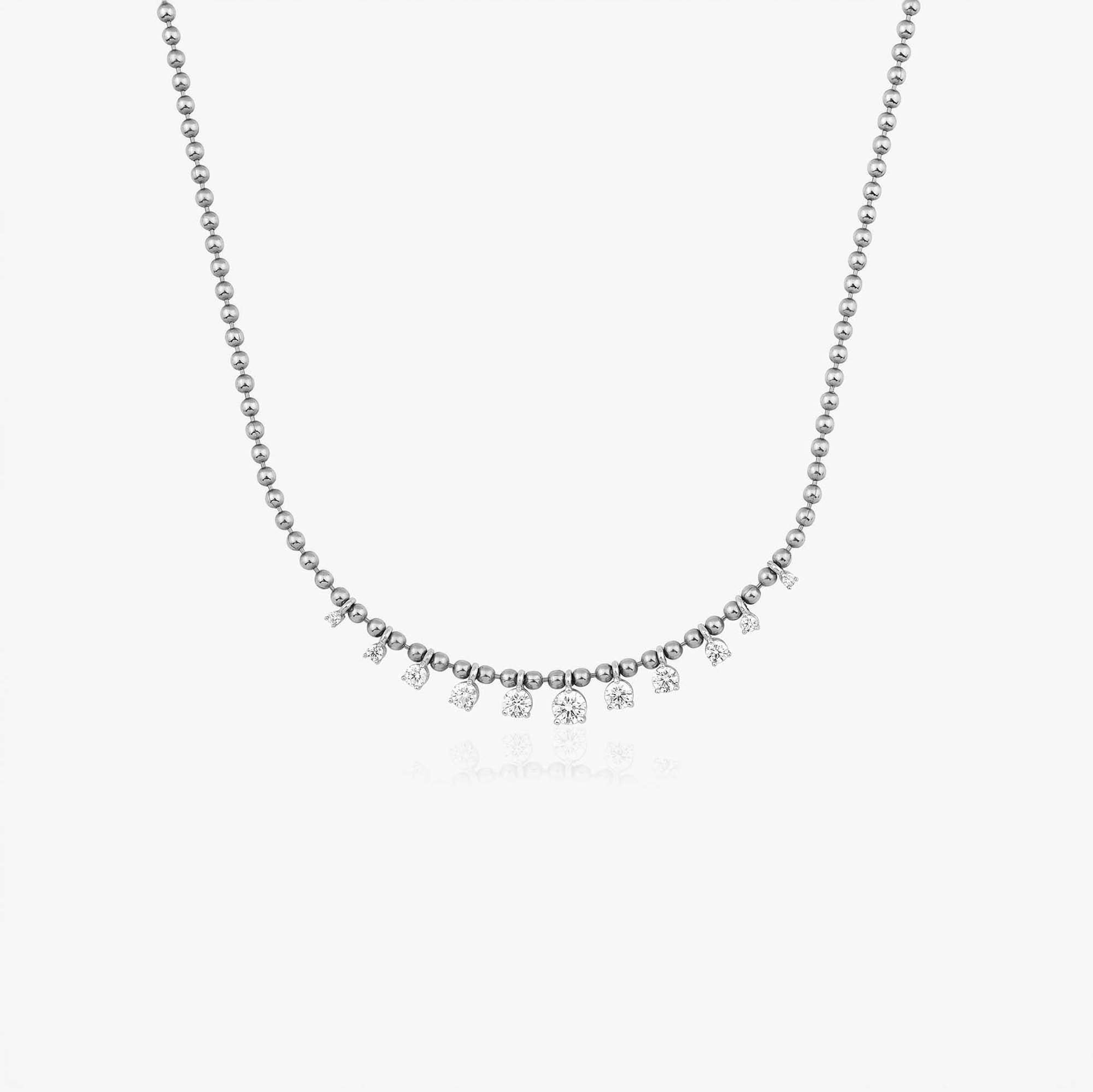 Top Zincirli Pırlanta Süzme Charm Kolye / Graduated Charms On A Chain