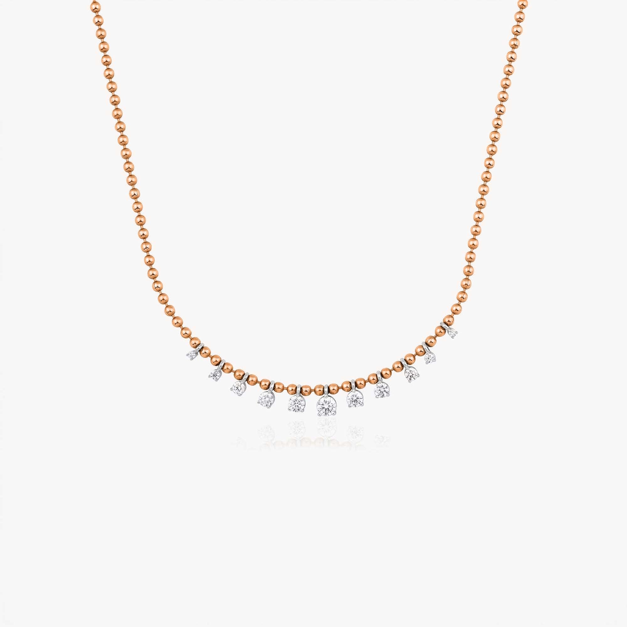 Top Zincirli Pırlanta Süzme Charm Kolye / Graduated Charms On A Chain