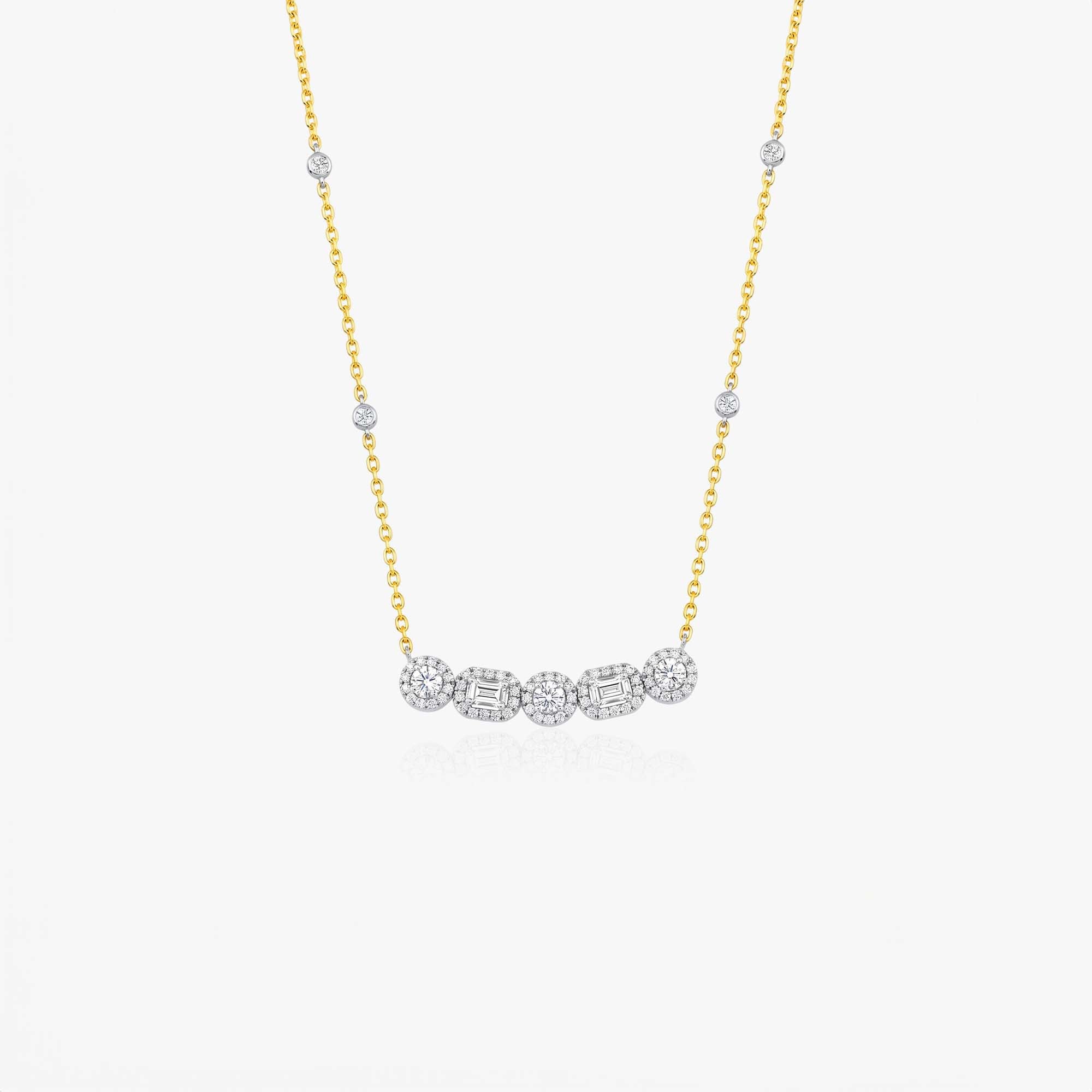 Zümrüt ve Yuvarlak Kesim Pırlanta Kolye / Emerald Cut