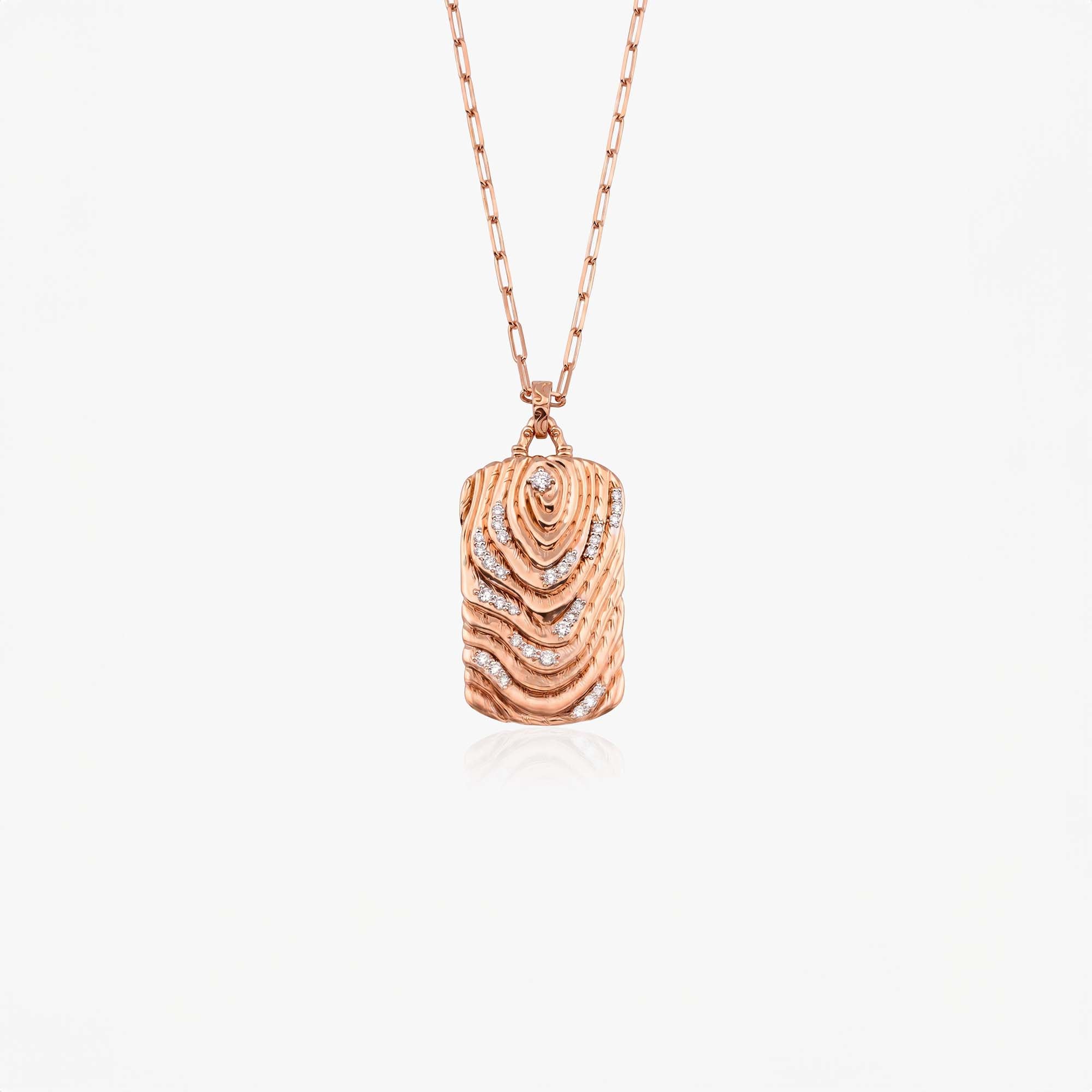Diamond Melting Medallion Tag Necklace