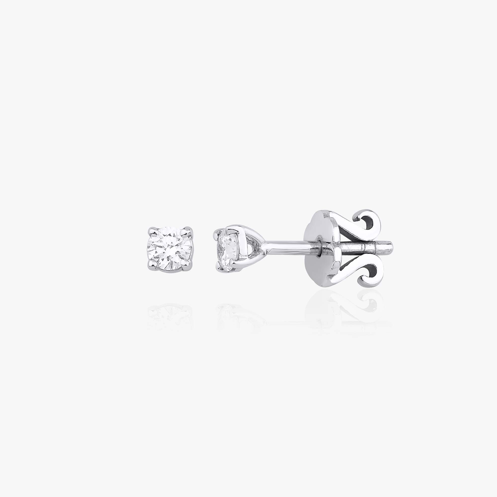 Minimal İnce Tırnaklı Pırlanta Tektaş Küpe