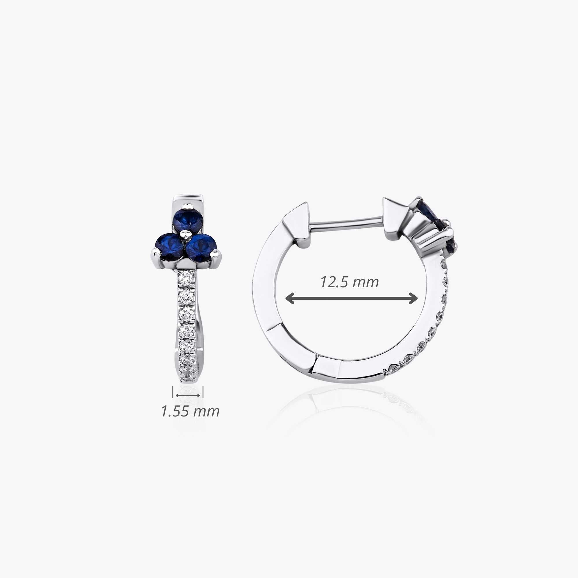 Safir ve Pırlanta Trio Halka Küpe / Blue Trio Pair