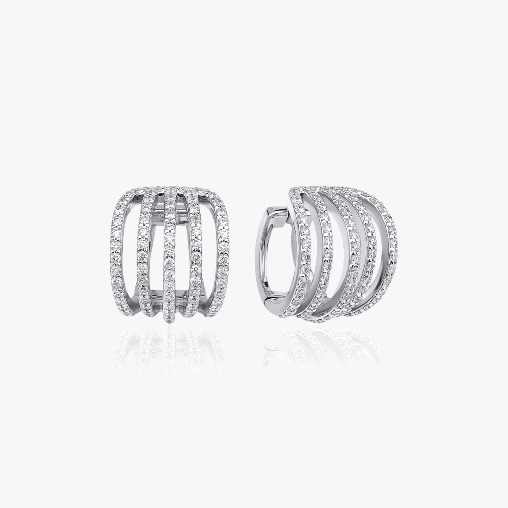 Tek Çok Sıralı Pırlanta Halka Küpe / Single Multi Row Diamond Hoop