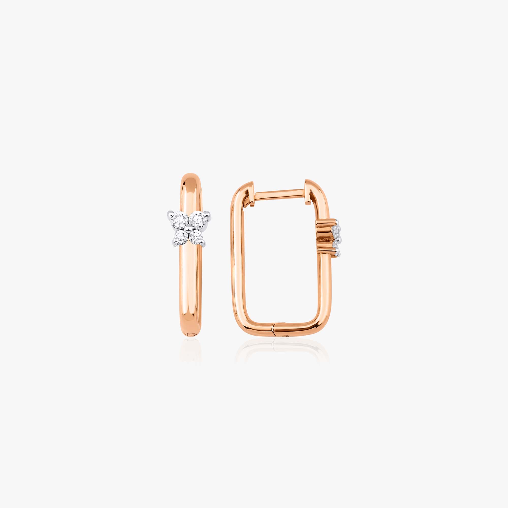 Pırlanta kelebekli Dikdörtgen Halka Küpe / Butterfly Rectangle Hoops