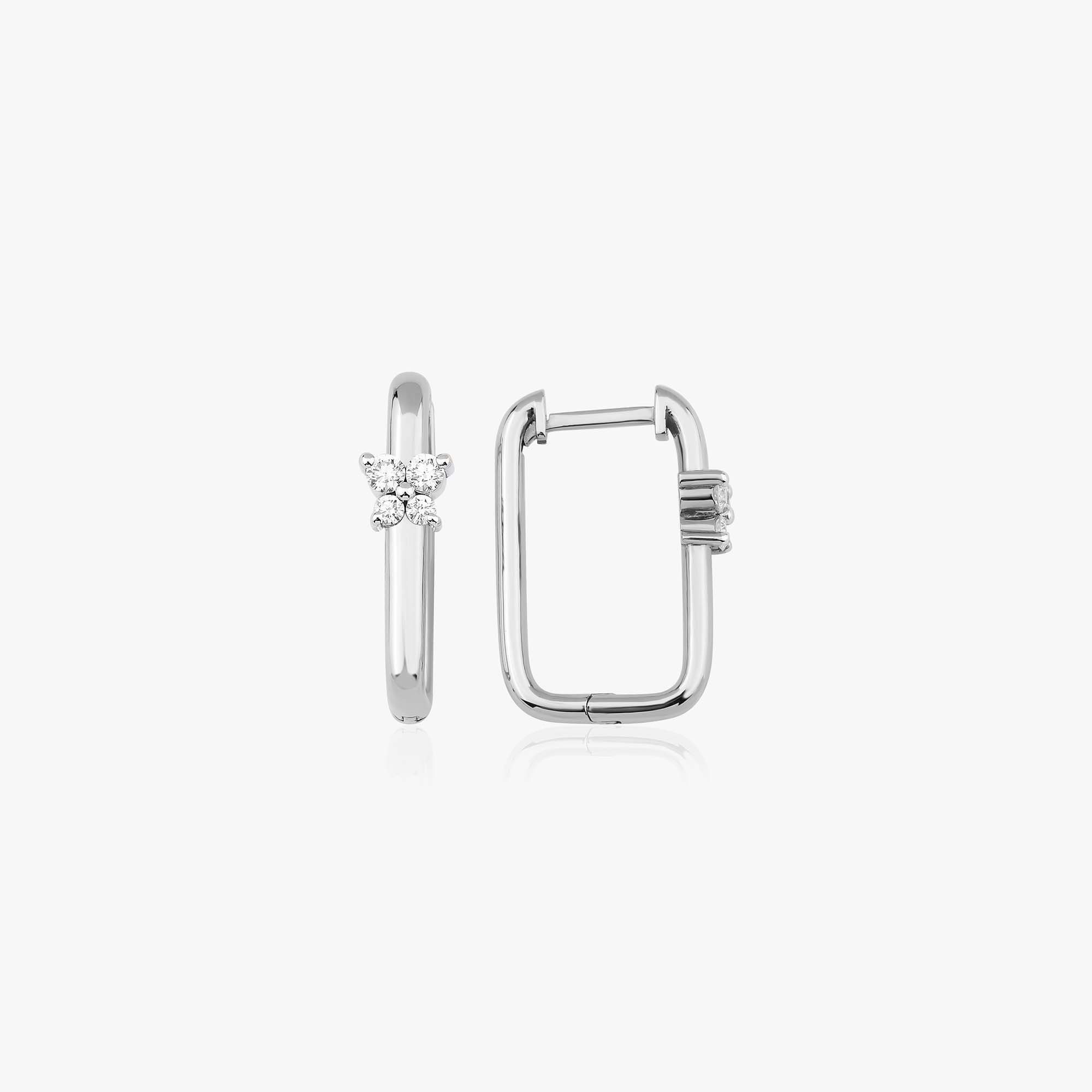 Pırlanta kelebekli Dikdörtgen Halka Küpe / Butterfly Rectangle Hoops