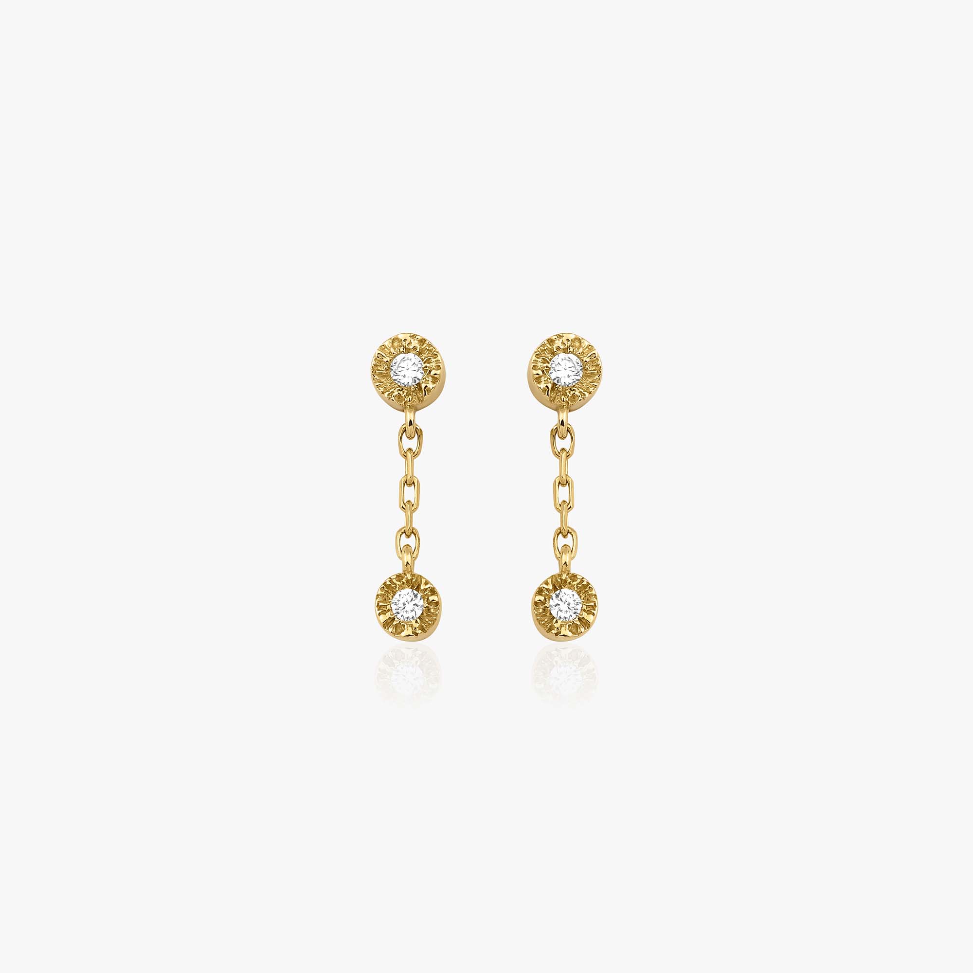 Minimal Pırlanta Sallantılı Stud Küpe / Mini Elegant Dangle Studs