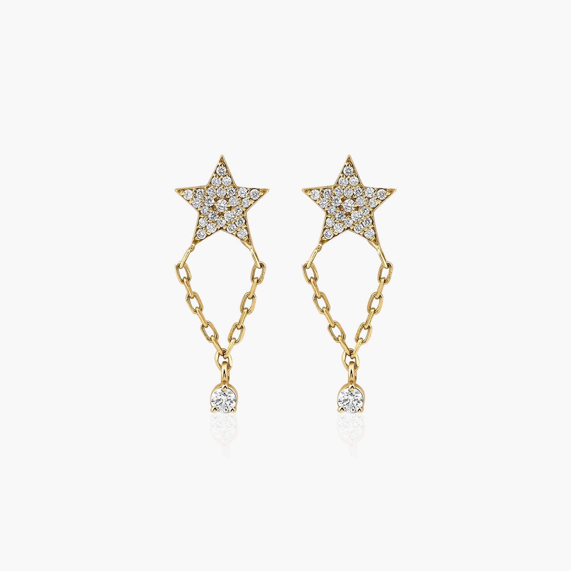 Pırlanta Yıldız Tutulması Stud Küpe / Holding A Star Studs