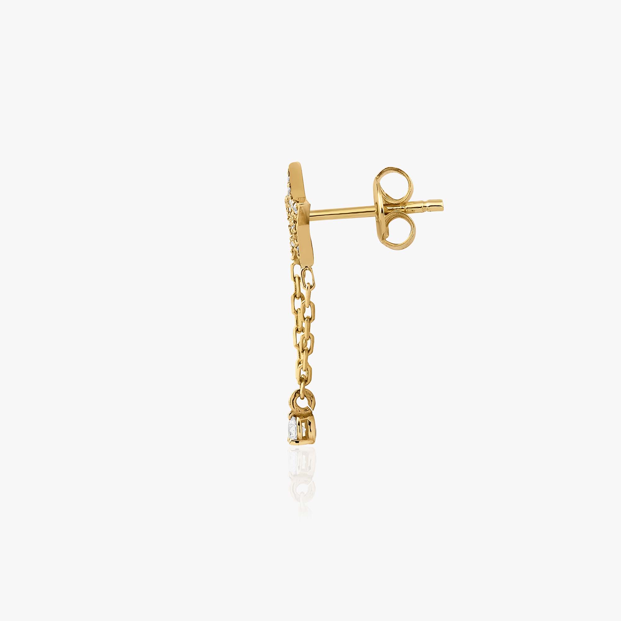 Tek Pırlanta Yıldız Tutulması Stud Küpe / Single Holding A Star Stud