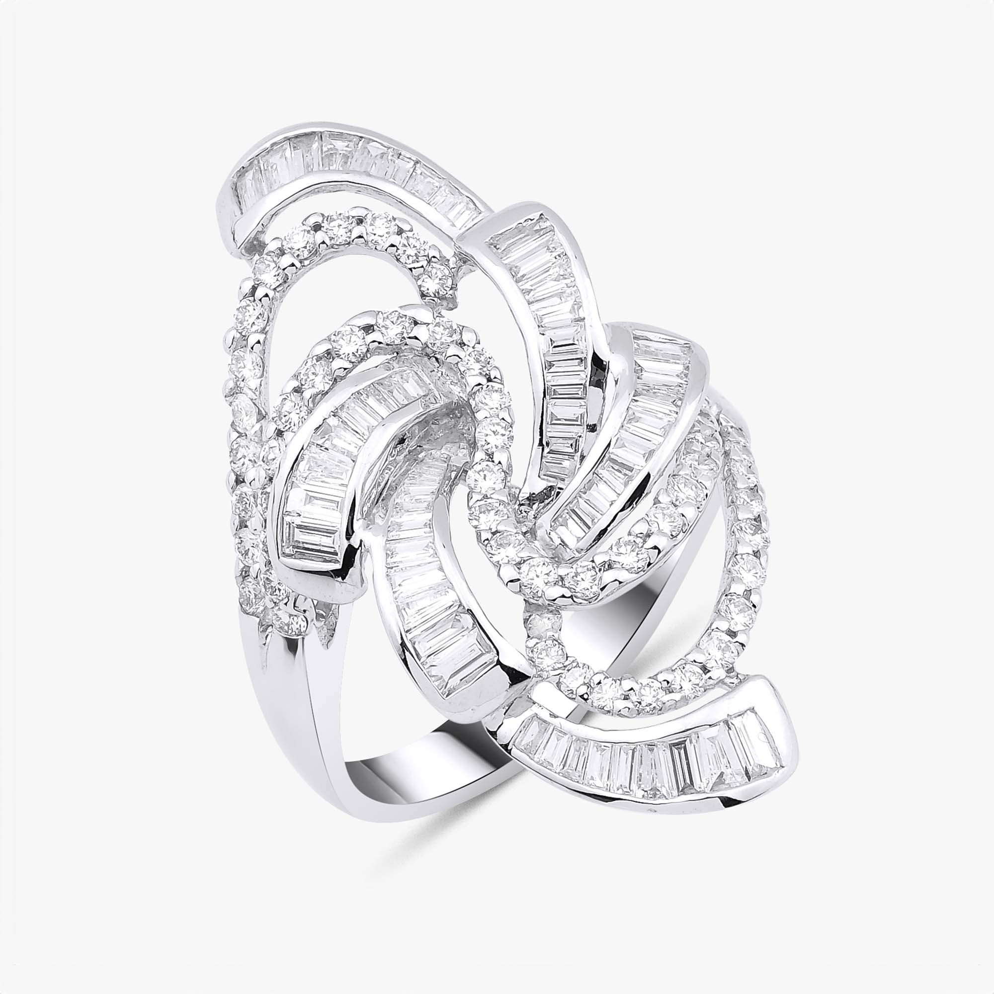 Baget Pırlanta Spiral Tasarım Yüzük